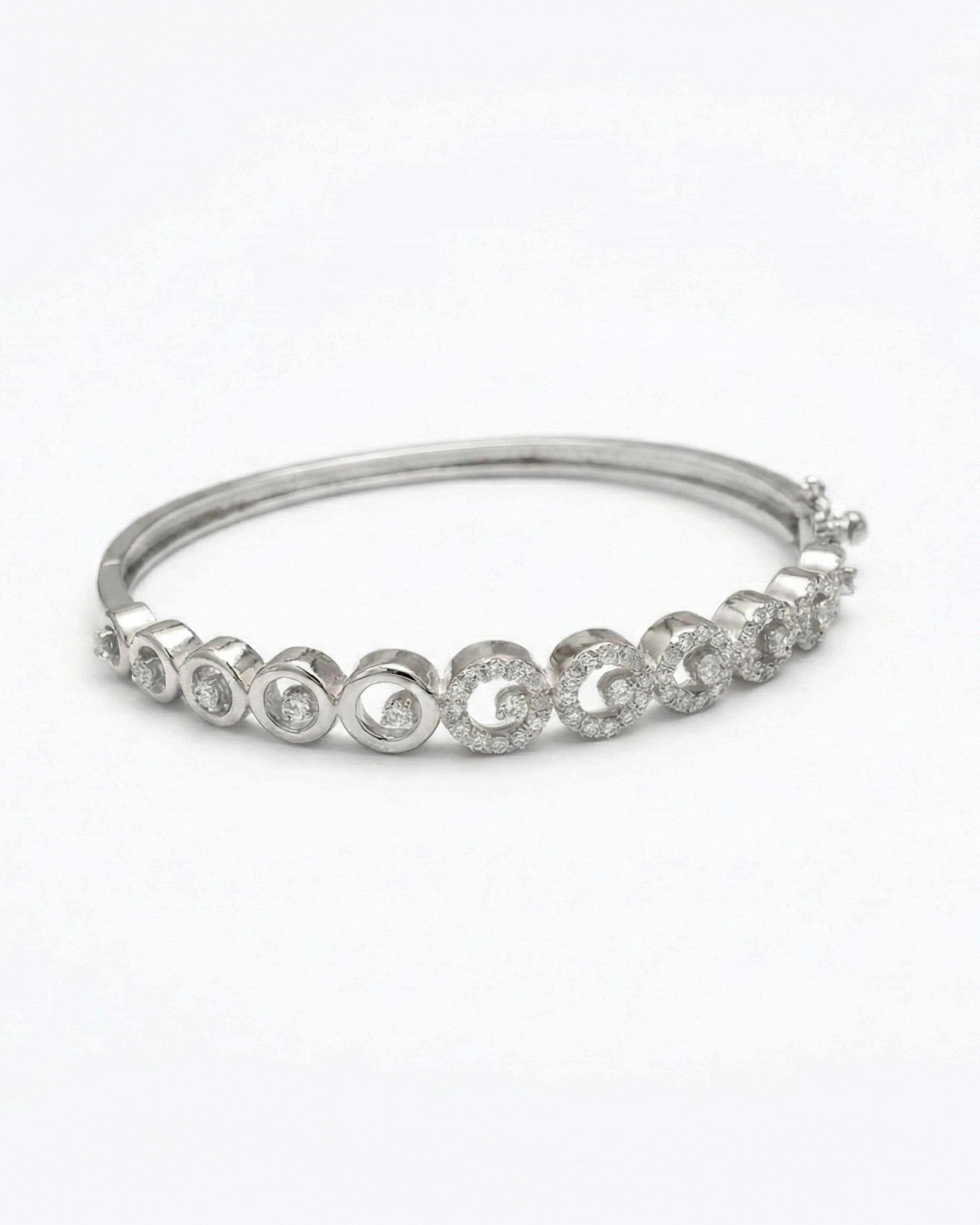 Imperial Crescent Halo Bangle – 925 Sterling Silver