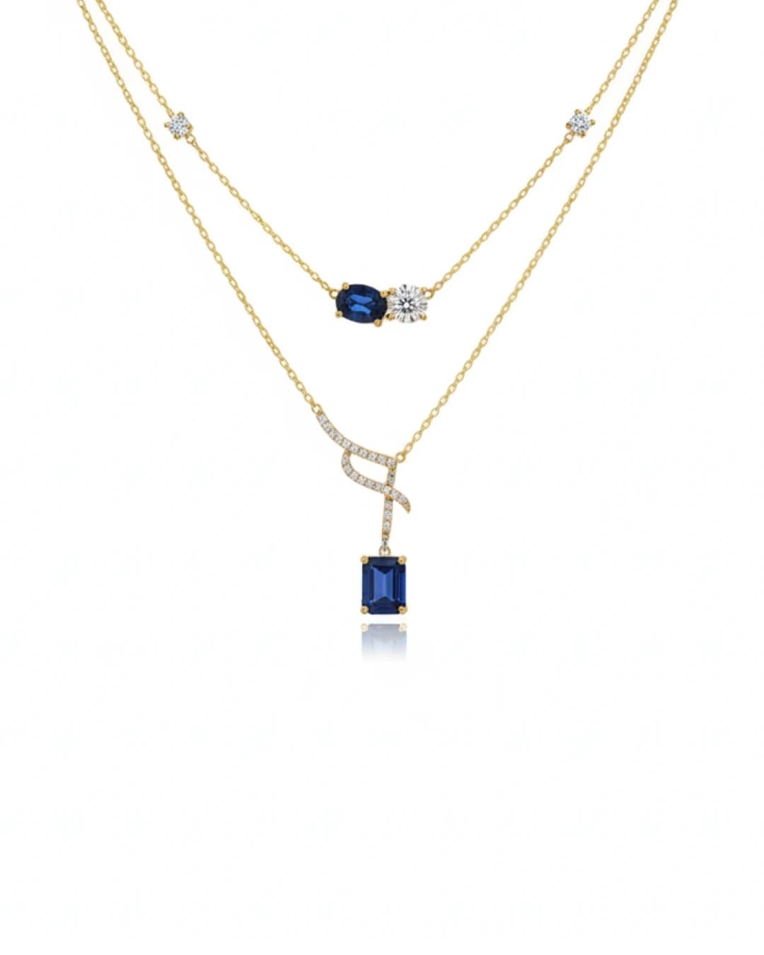 Azure Serenity Double-Layer Necklace – 925 Sterling Silver