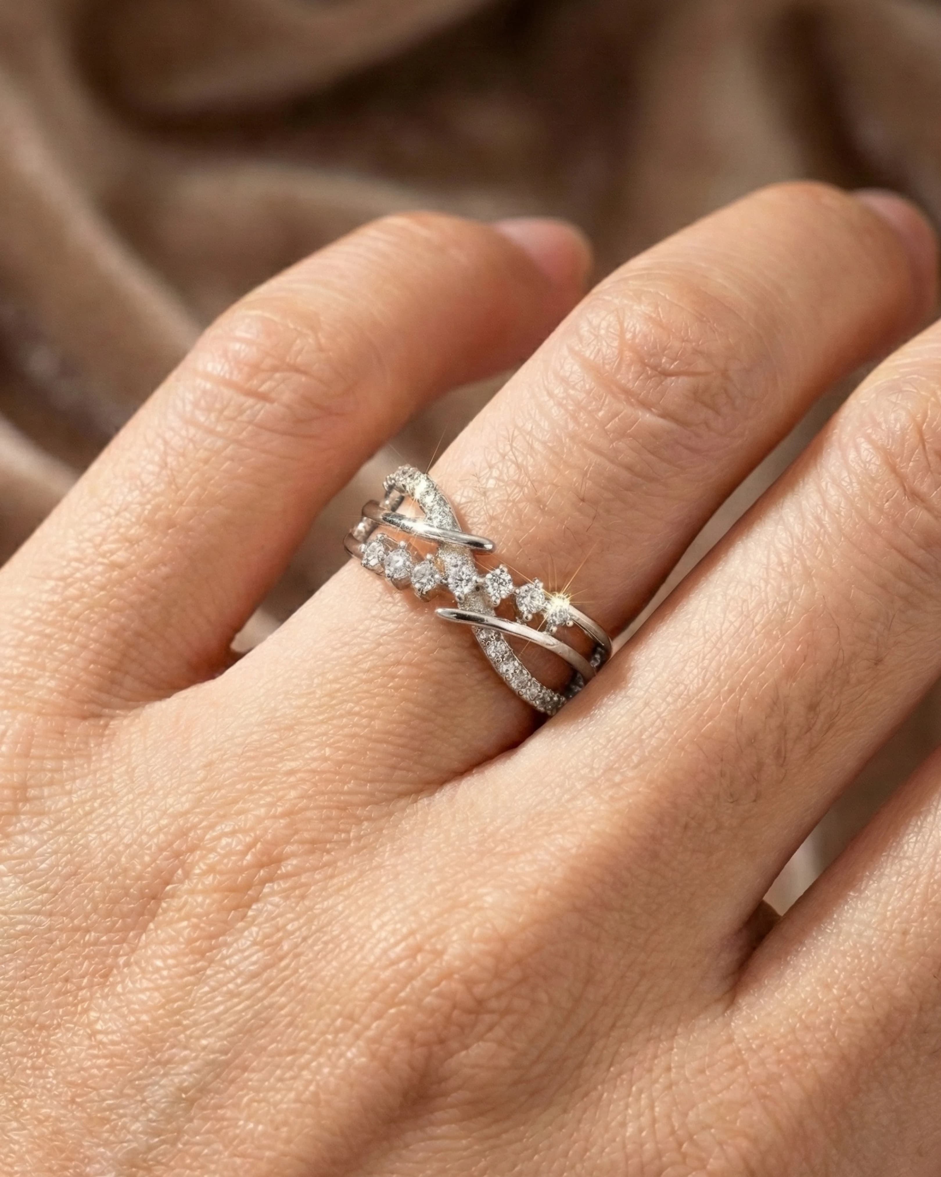 Starlight Interlace Pavé Adjustable Band – 925 Sterling Silver view 3