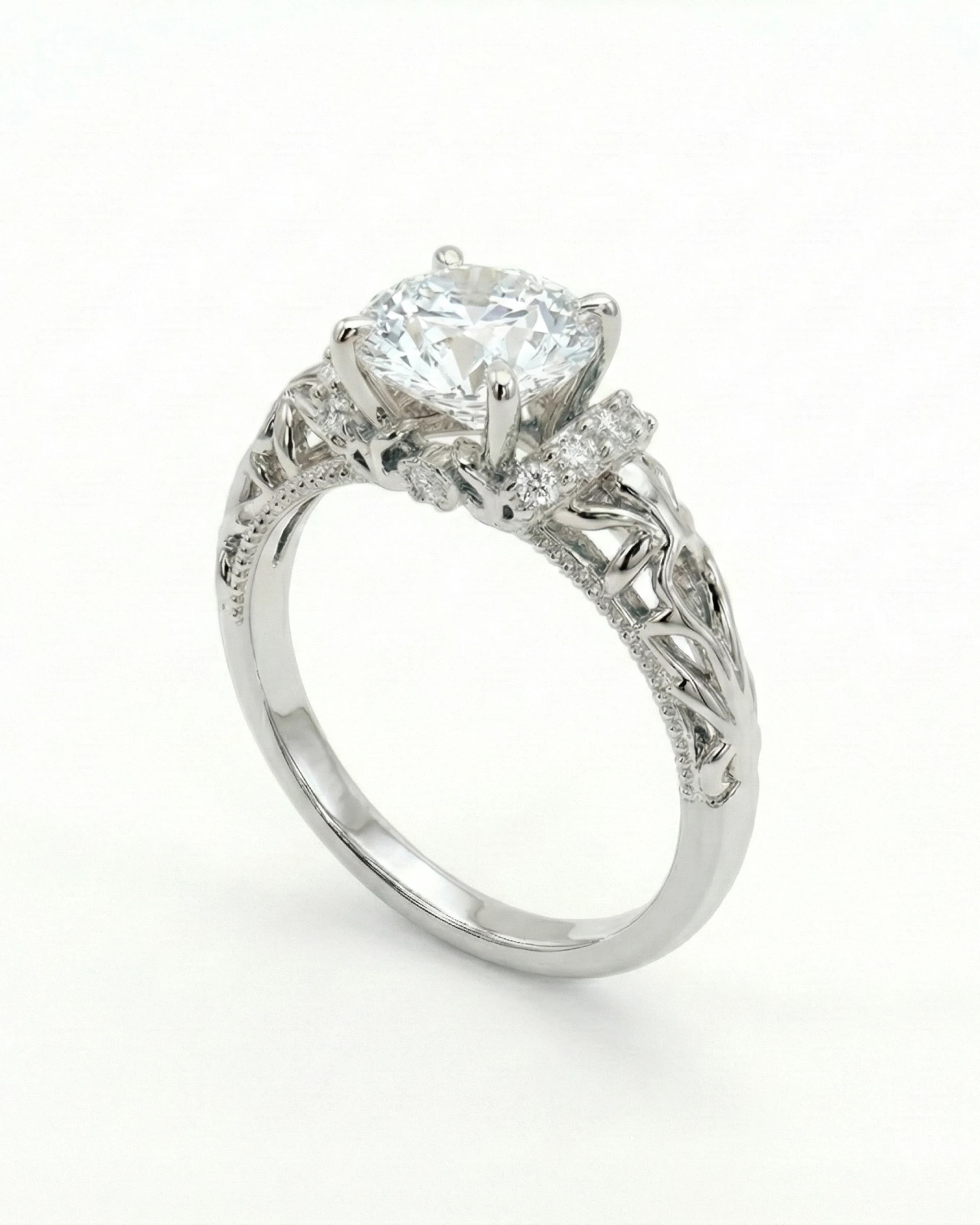 Ethereal Lace Pavé Solitaire Ring – 925 Sterling Silver