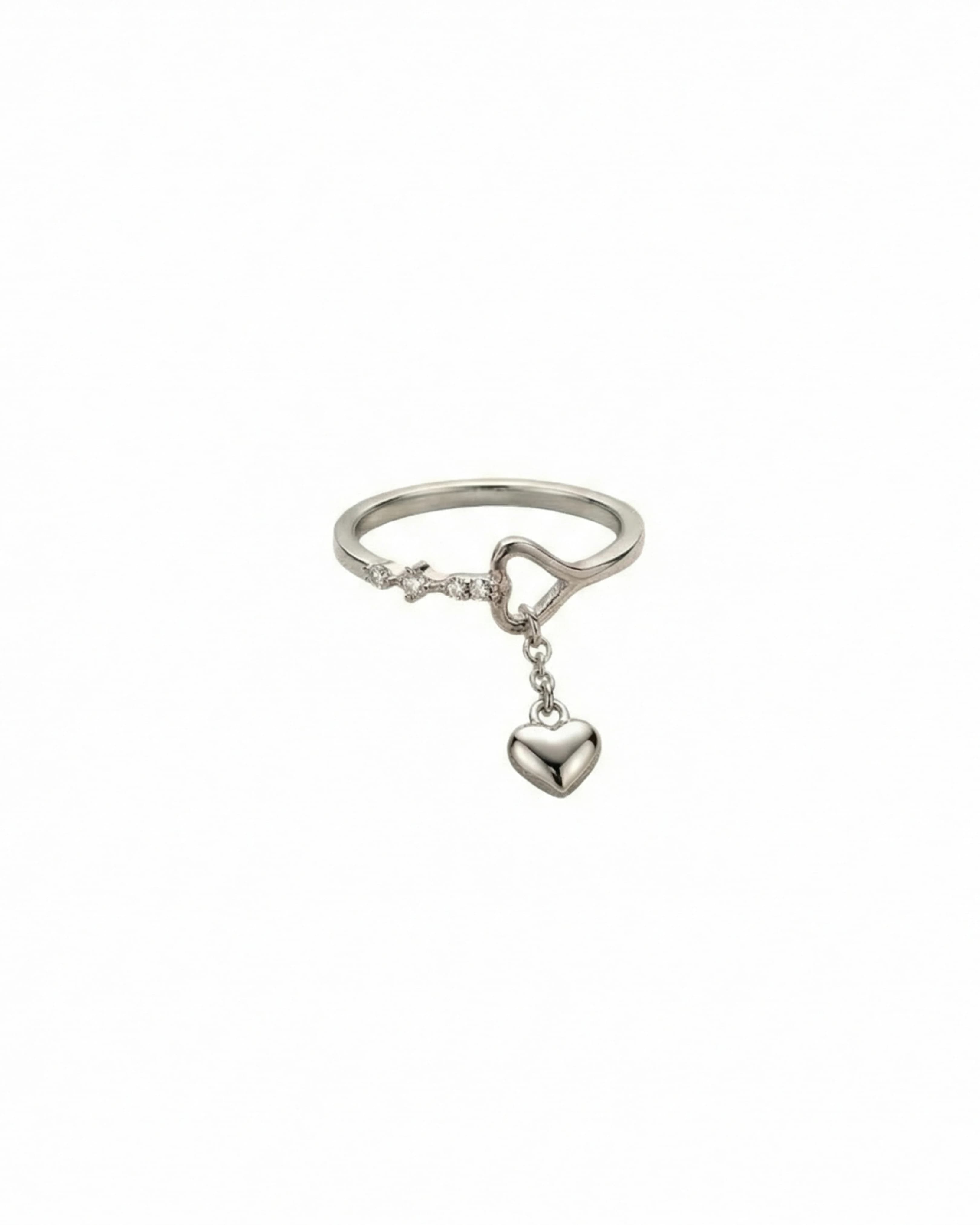 Eternal Love Dangle Heart Ring – 925 Sterling Silver