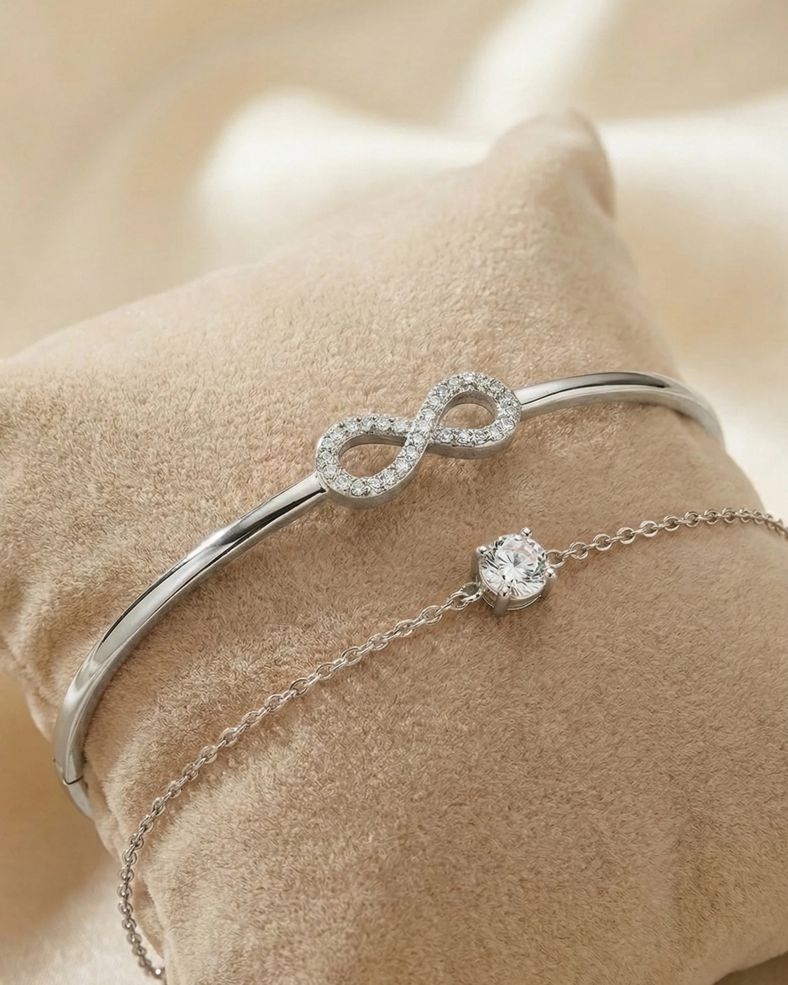 Eternal Infinity Duo-Chain Bangle – 925 Sterling Silver view 3