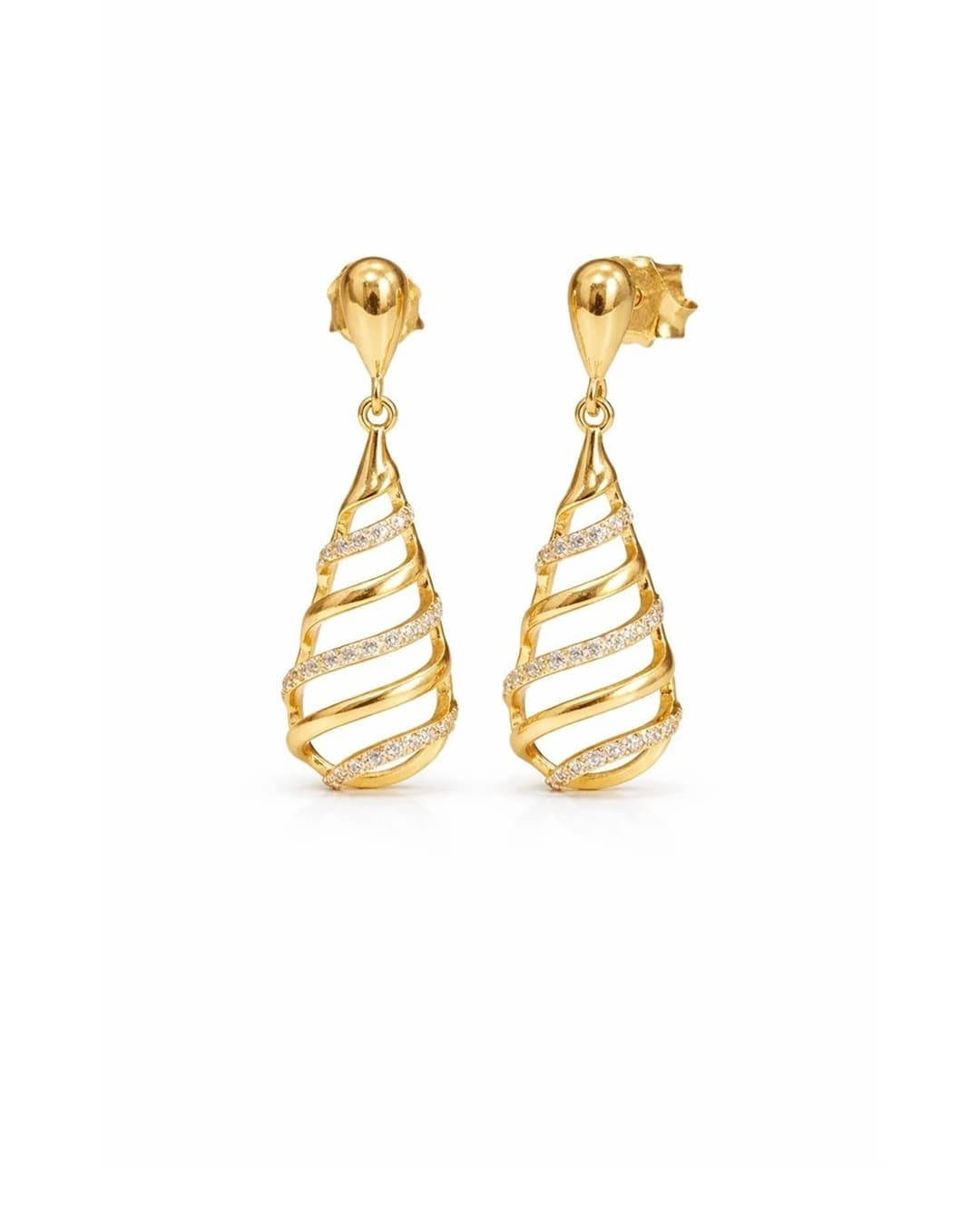 Celestial Swirl Drop Earrings – 925 Sterling Silver Cubic Zirconia Dangle Earrings for Women