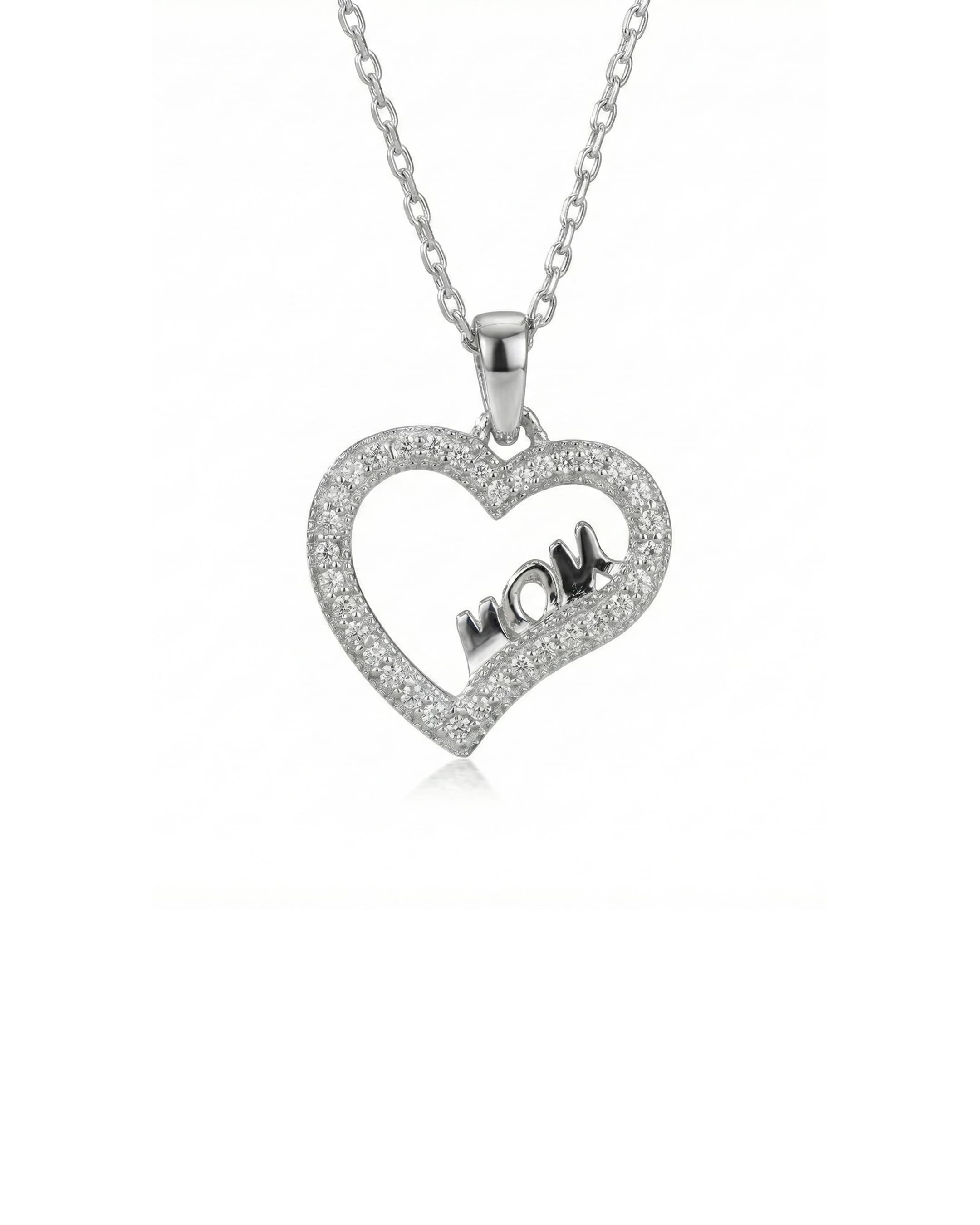 Eternal Love "MOM" Heart Necklace – 925 Sterling Silver
