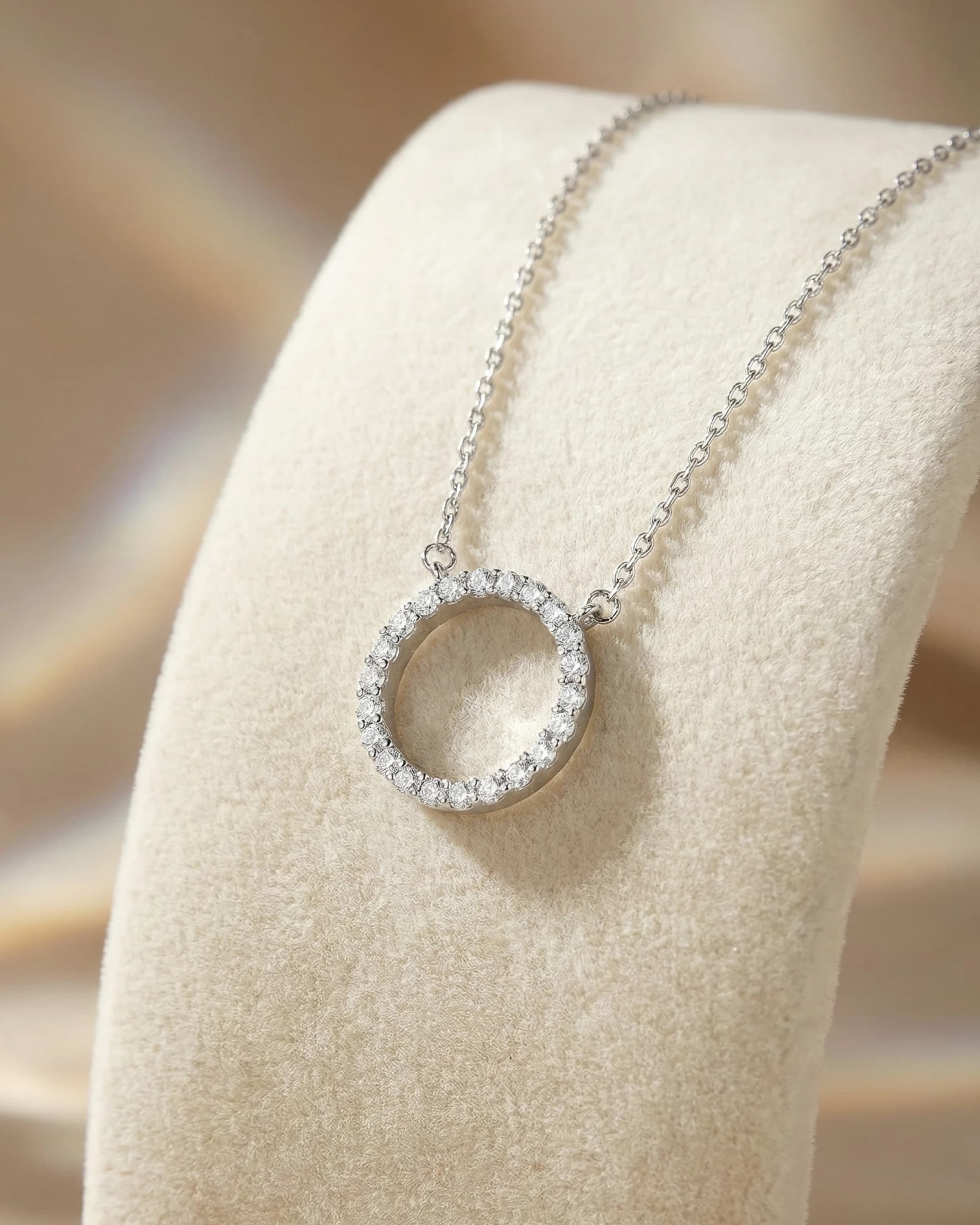 Ethereal Halo Circle Necklace – 925 Sterling Silver view 3