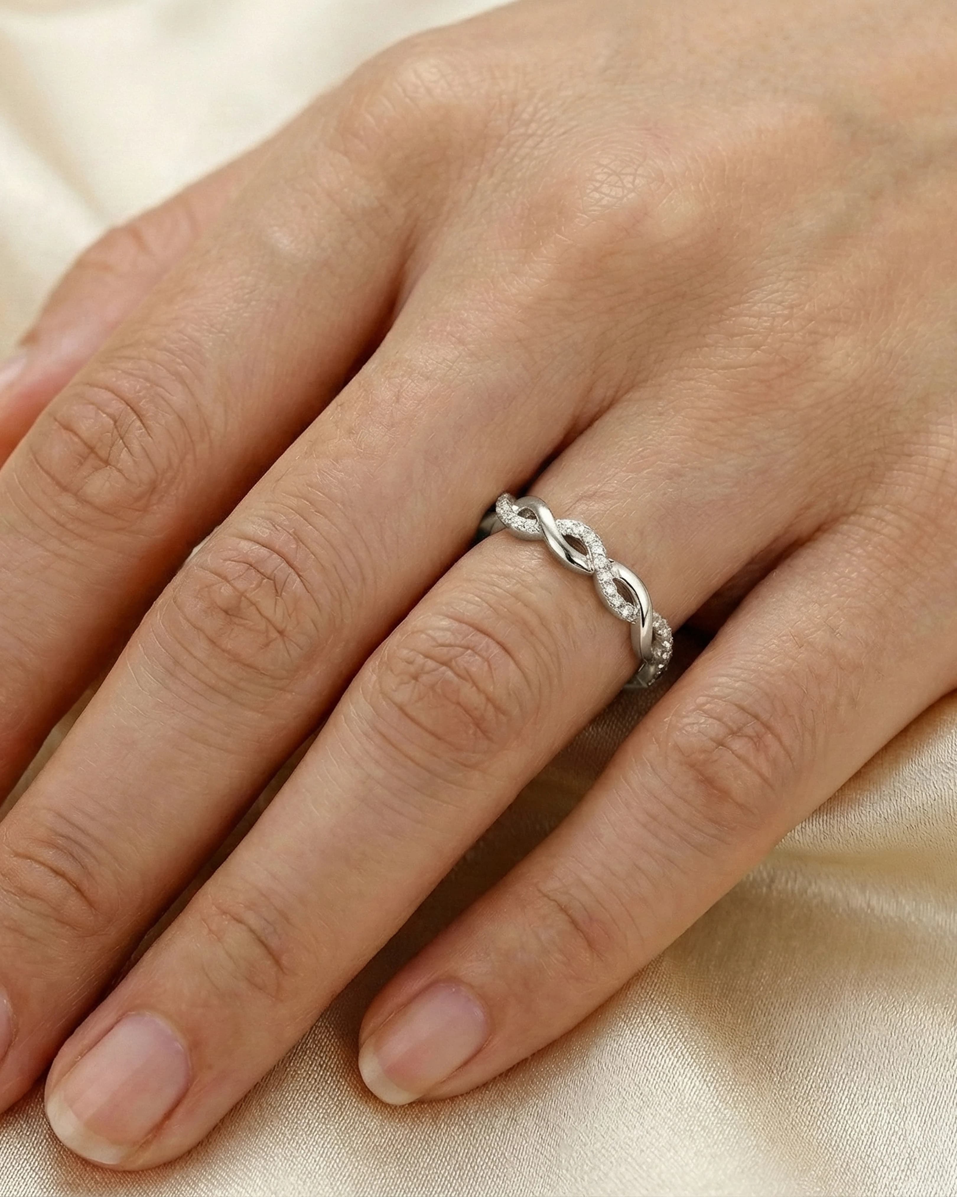 Infinity Weaver Pavé Band – 925 Sterling Silver view 3