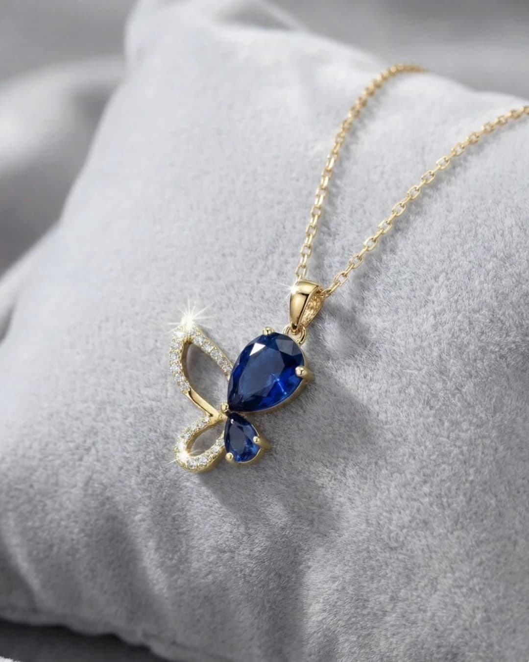 Azure Butterfly Brilliance Necklace – 925 Sterling Silver — model