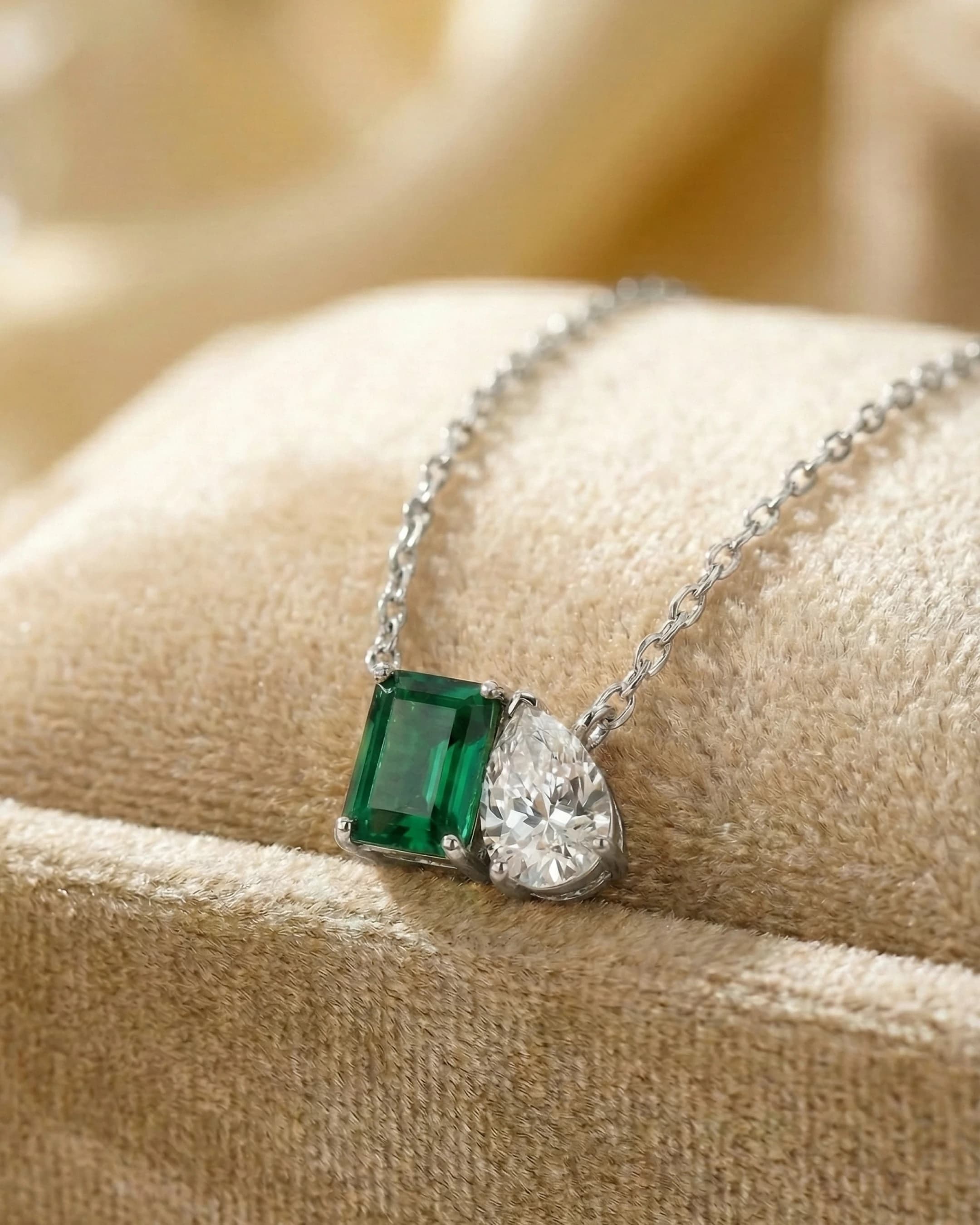 Emerald & Pear Brilliance Pendant – 925 Sterling Silver view 3