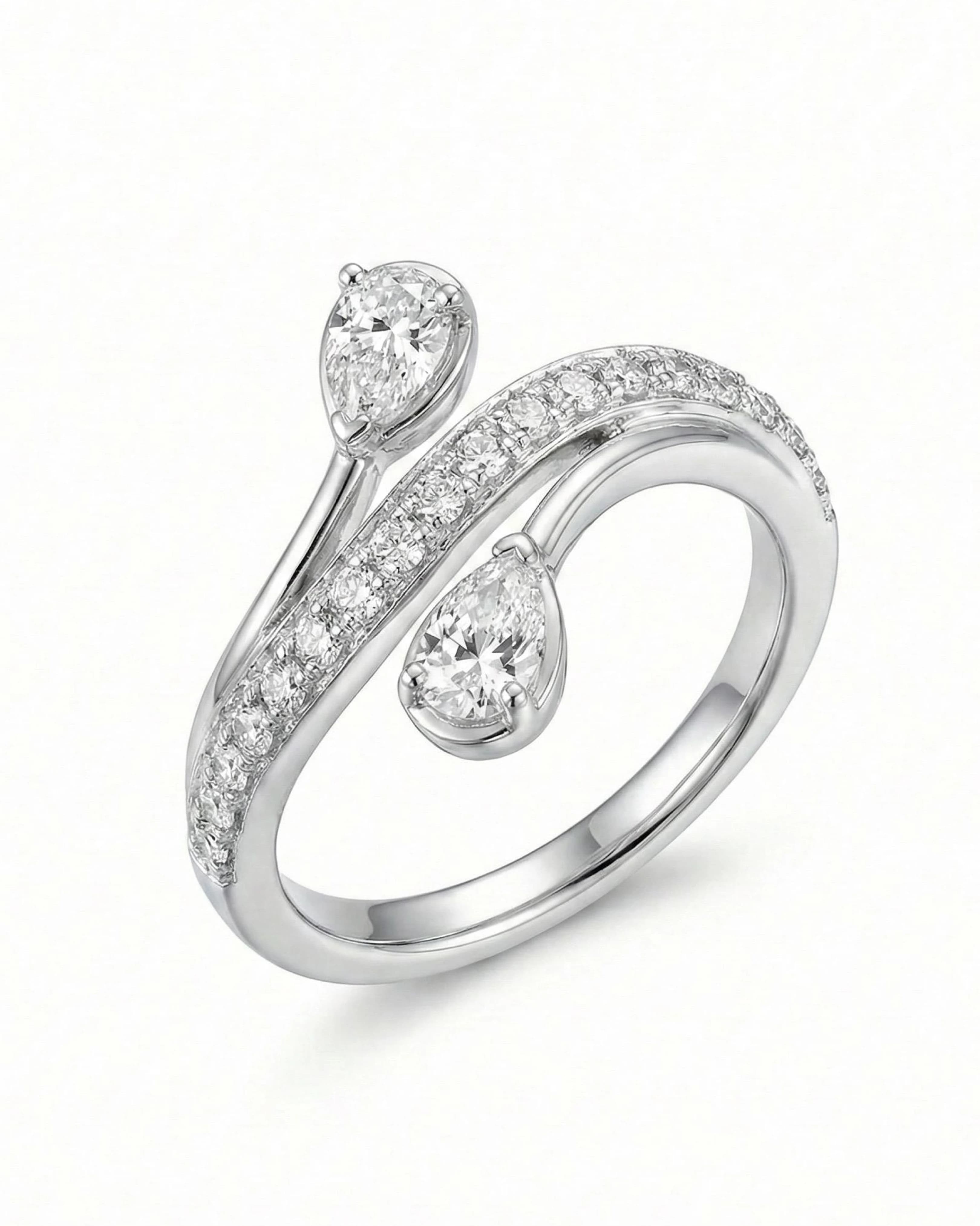 Duo Pear Serenity Wrap Ring – 925 Sterling Silver