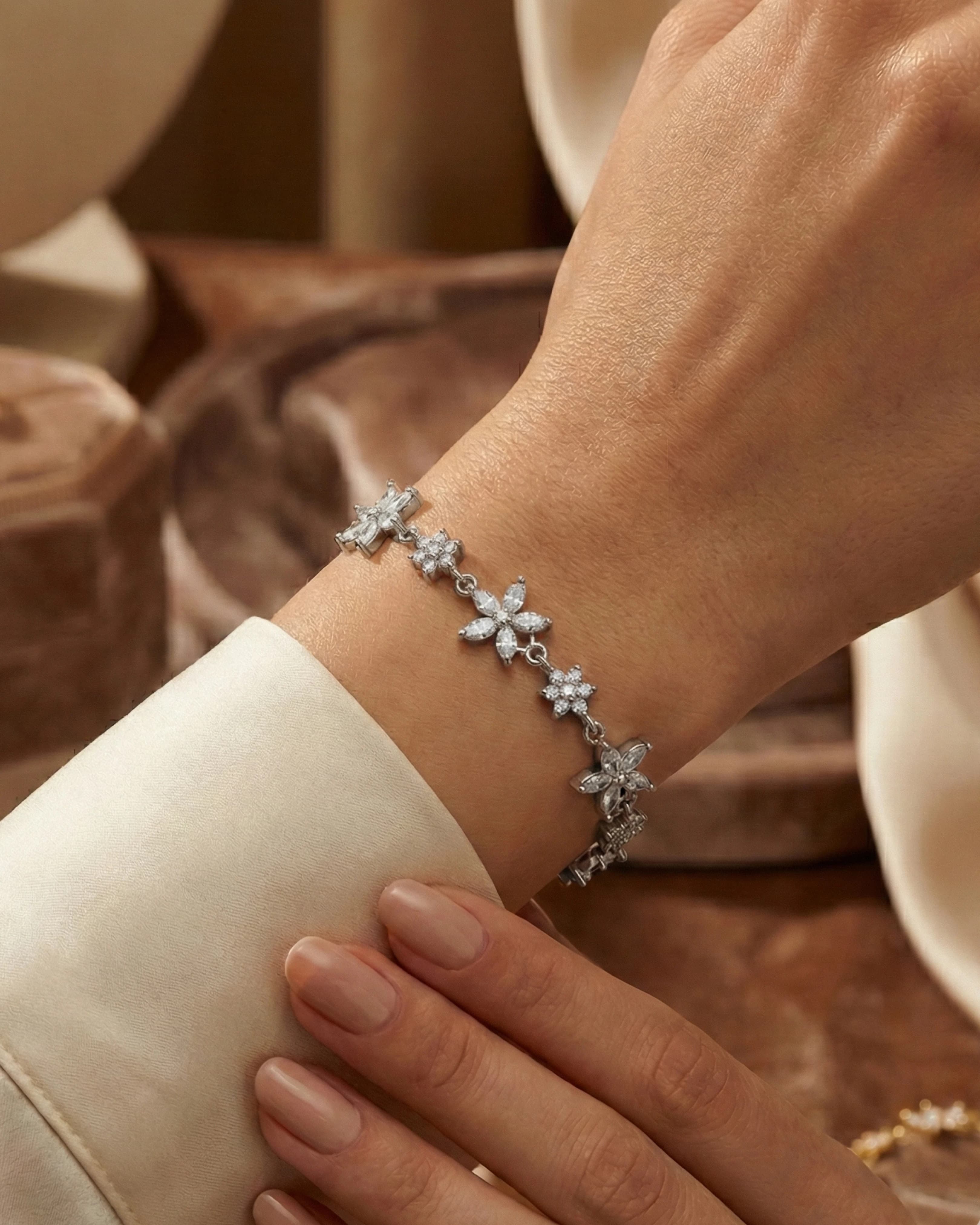 Floral Meadow Zirconia Bracelet — model