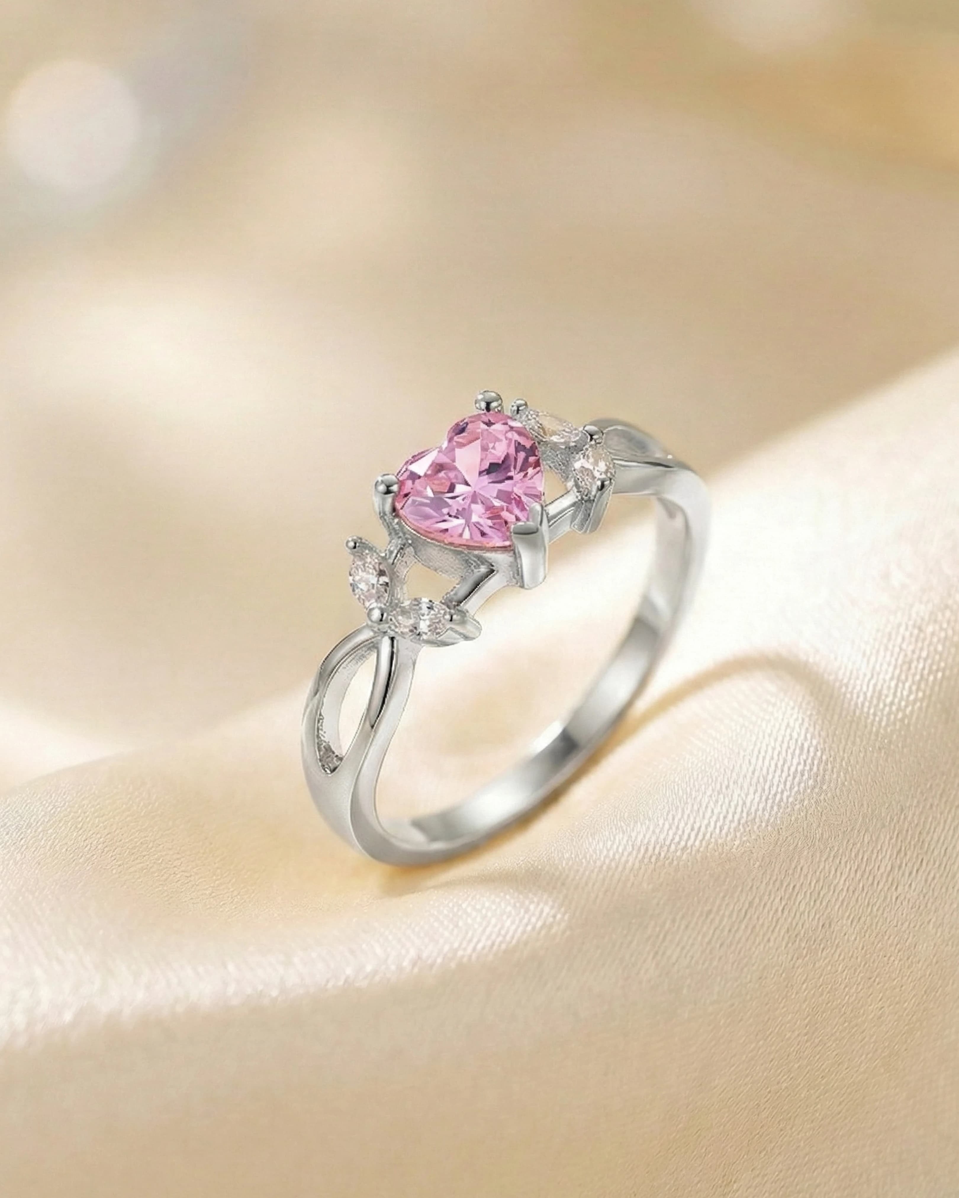 Radiant Heart Bloom Solitaire Ring – 925 Sterling Silver view 3