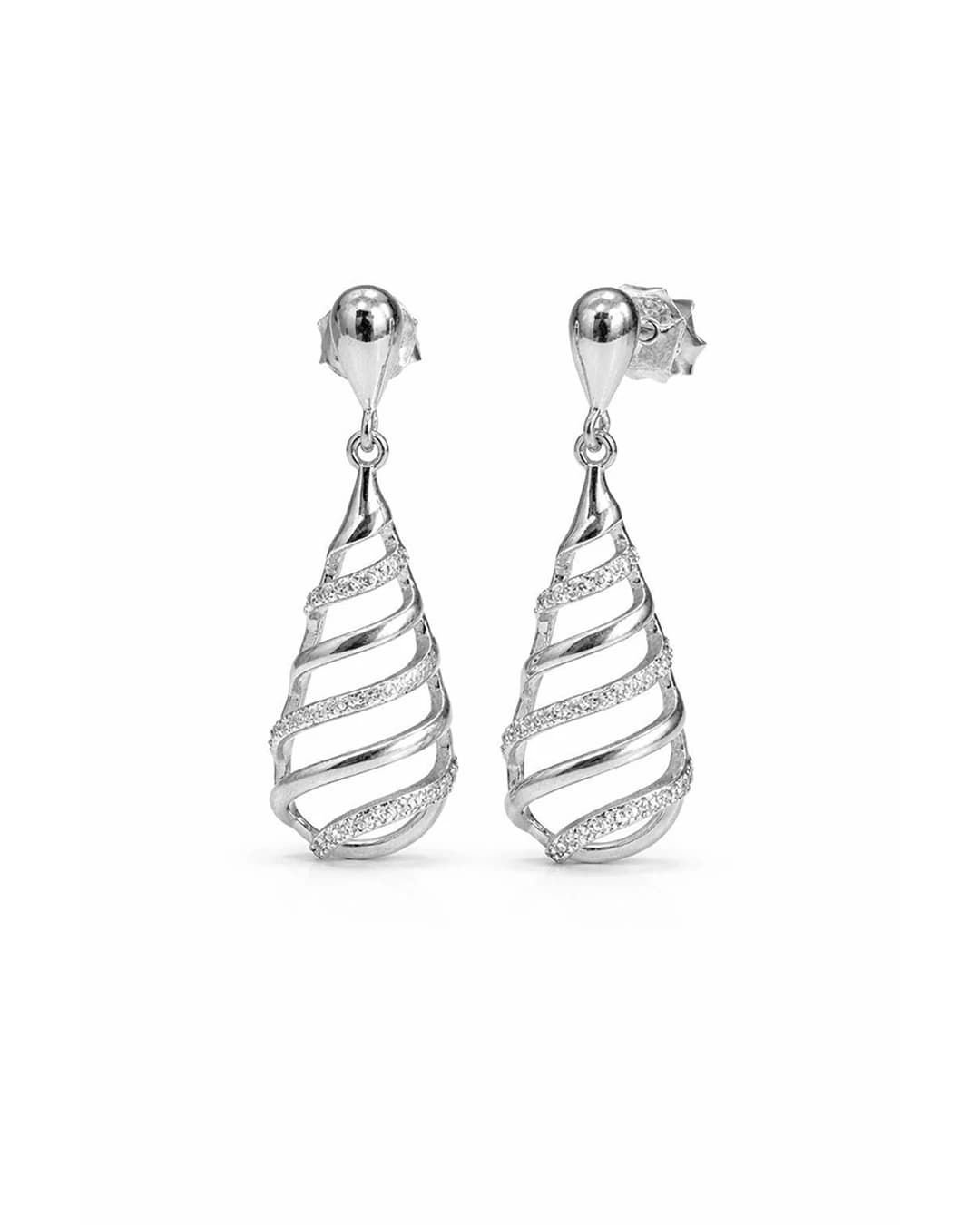 Celestial Swirl Drop Earrings – 925 Sterling Silver Cubic Zirconia Dangle Earrings for Women