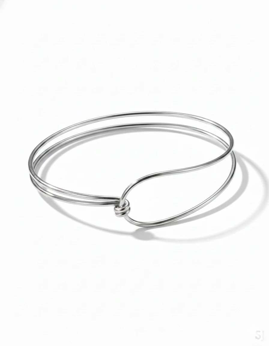 Infinity Knot Minimalist Bangle – 925 Sterling Silver