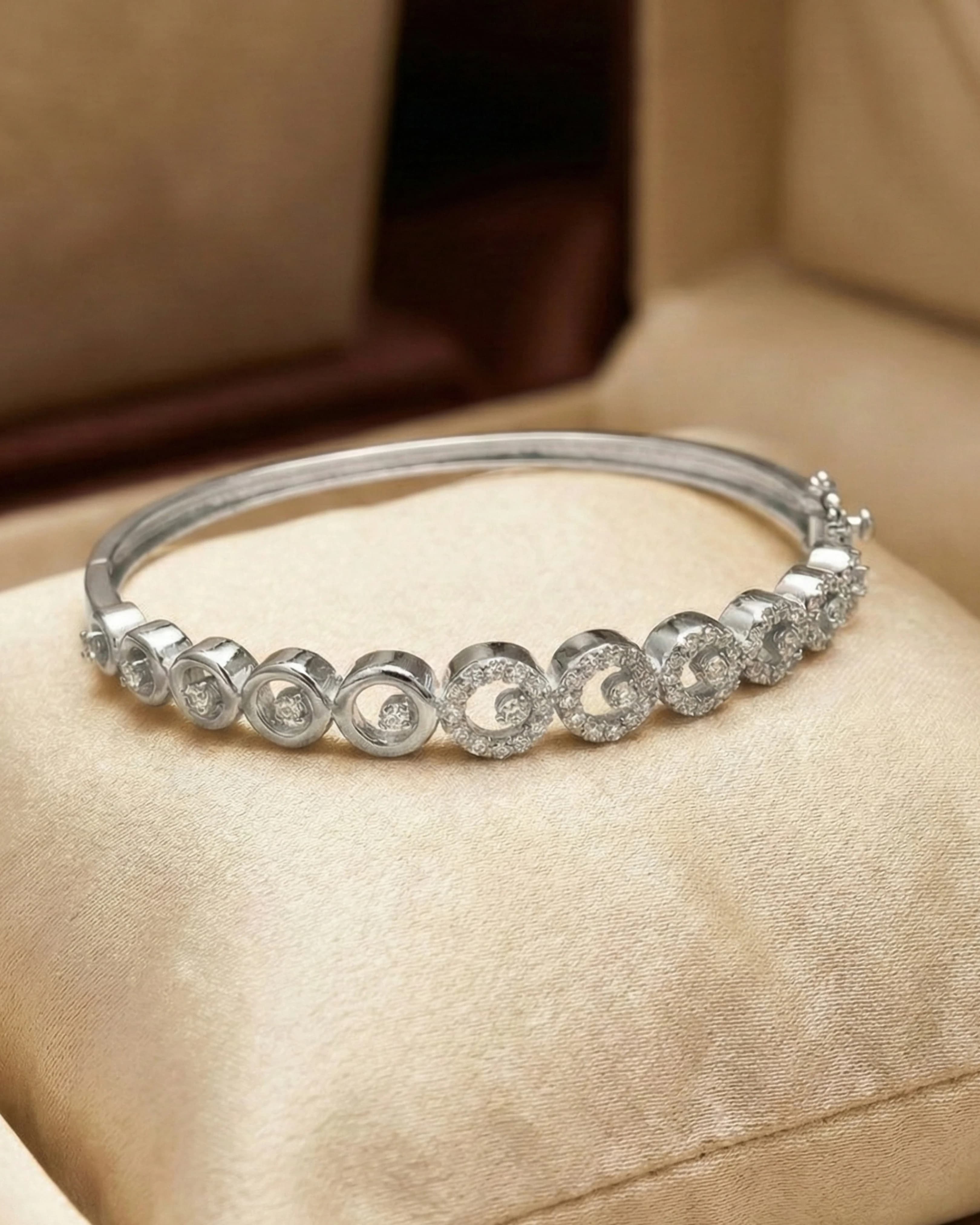 Imperial Crescent Halo Bangle – 925 Sterling Silver view 3