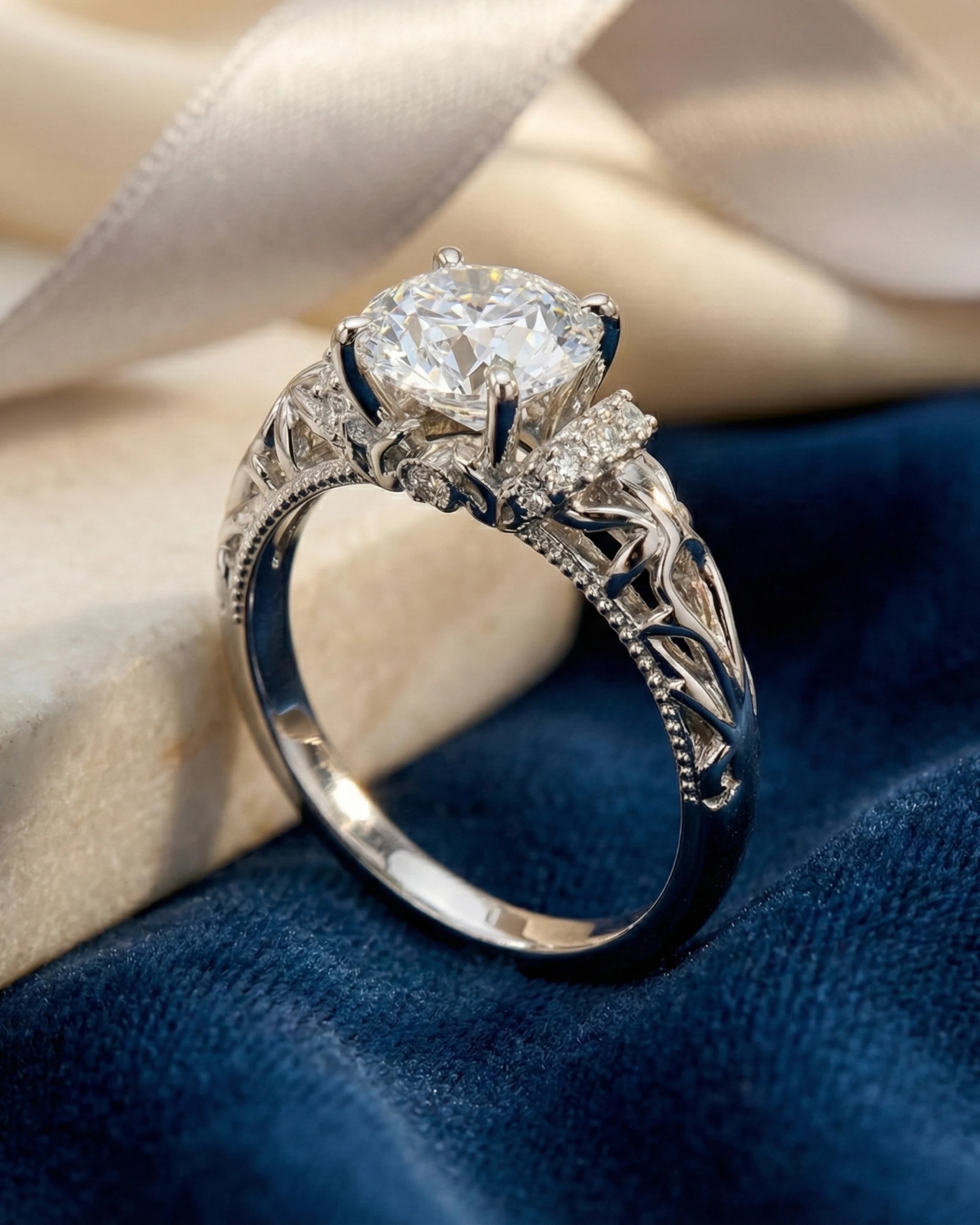 Ethereal Lace Pavé Solitaire Ring – 925 Sterling Silver view 3