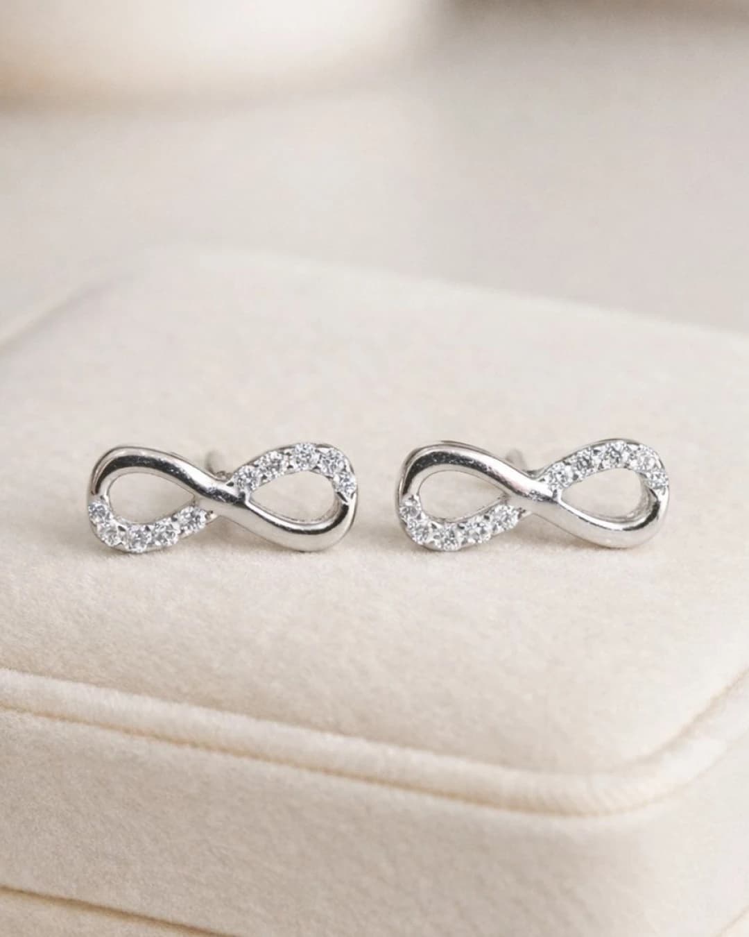 Eternal Infinity Pave Stud Earrings – 925 Sterling Silver view 3