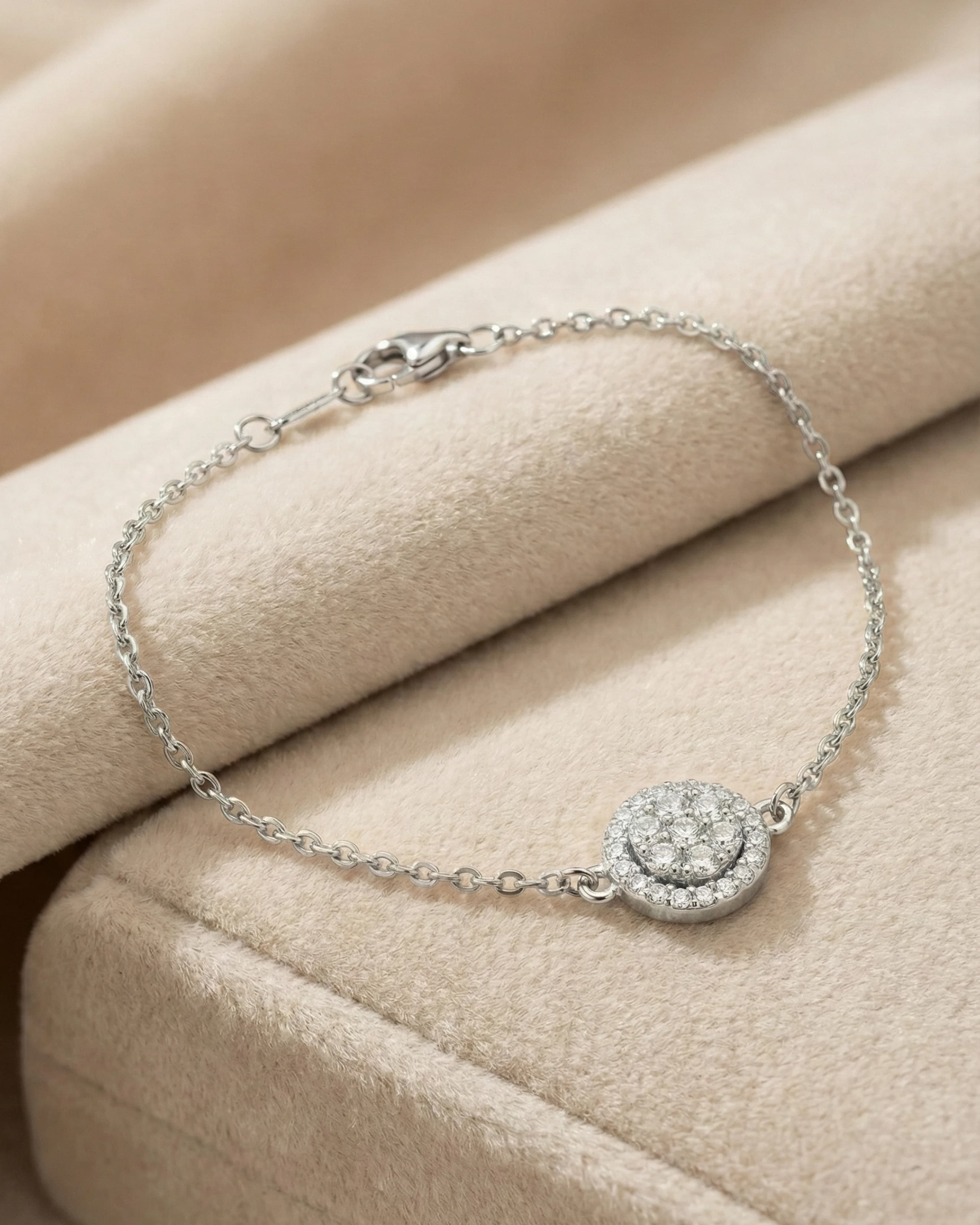 Celestial Halo Solitaire Bracelet – 925 Sterling Silver view 3