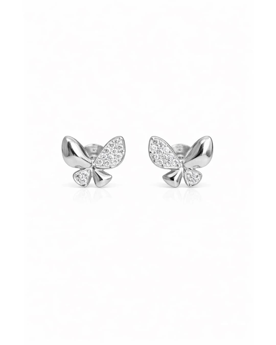 Whimsical Butterfly Pavé Stud Earrings – 925 Sterling Silver