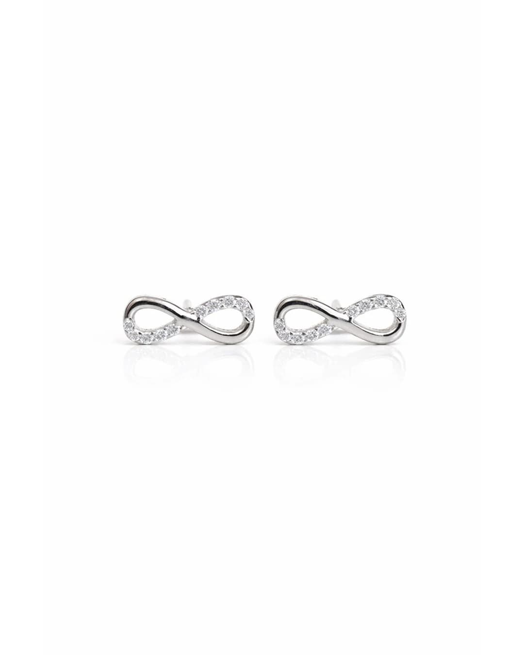 Eternal Infinity Pave Stud Earrings – 925 Sterling Silver