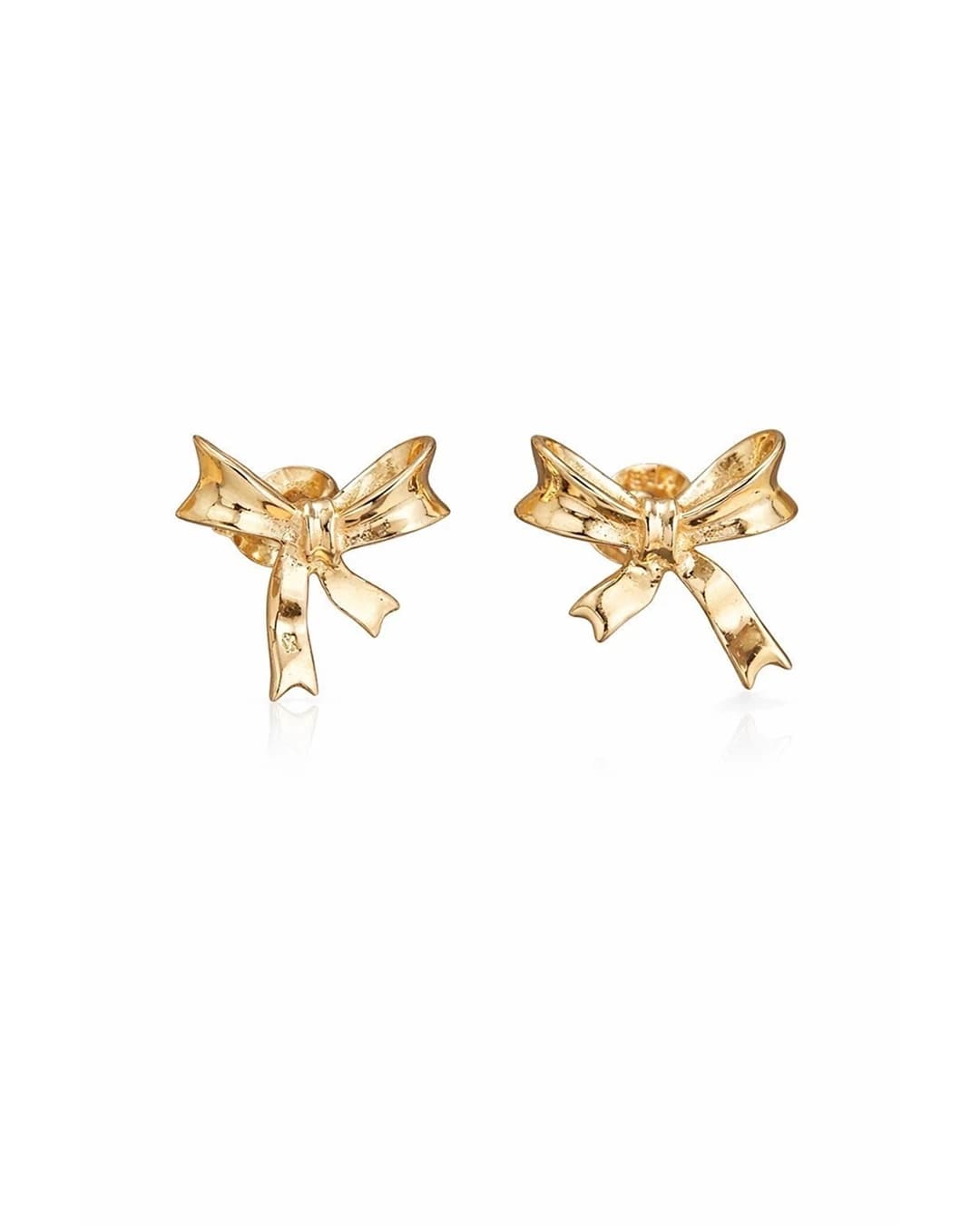 Polished Ribbon Bow Stud Earrings – 925 Sterling Silver