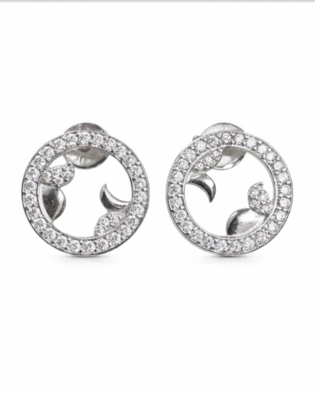 Botanical Halo Stud Earrings – 925 Sterling Silver