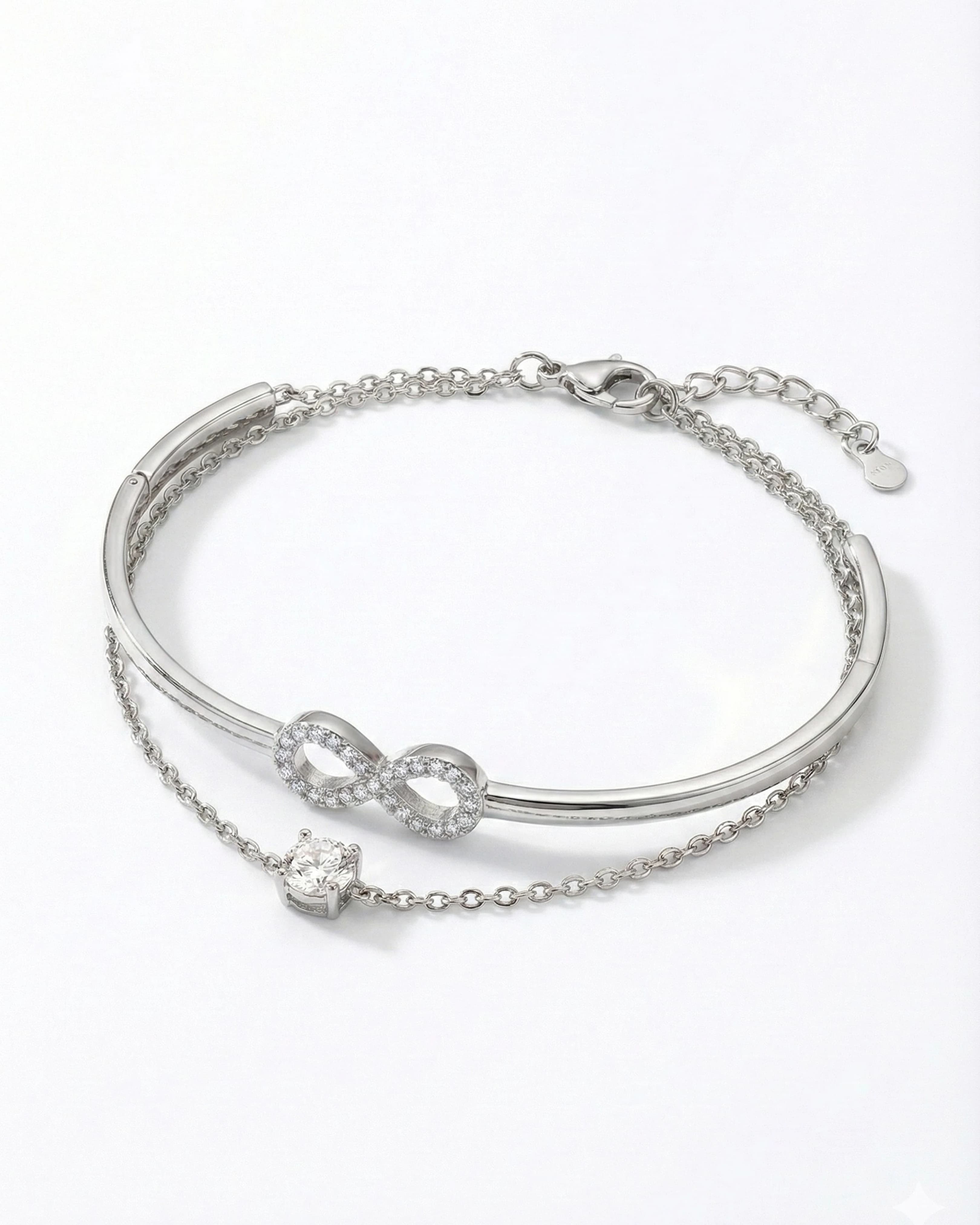 Eternal Infinity Duo-Chain Bangle – 925 Sterling Silver