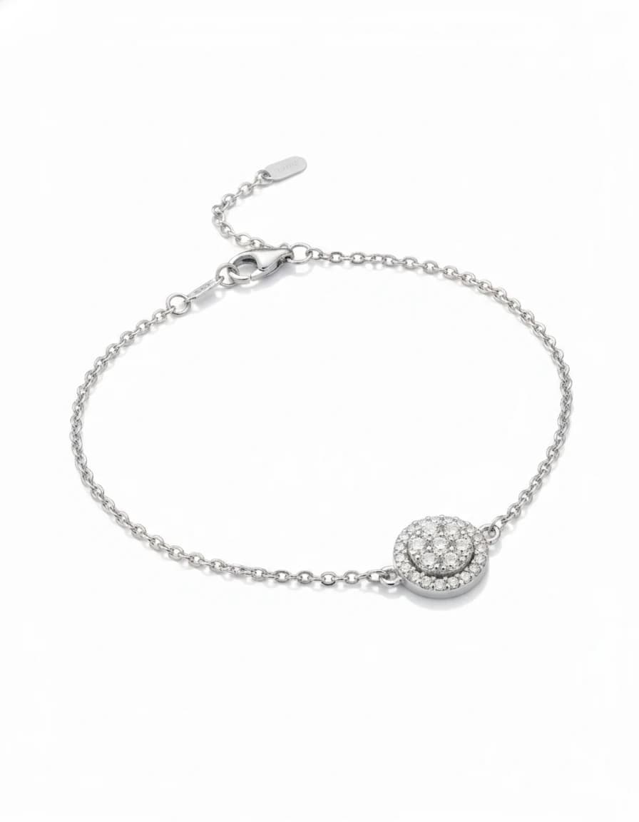 Celestial Halo Solitaire Bracelet – 925 Sterling Silver