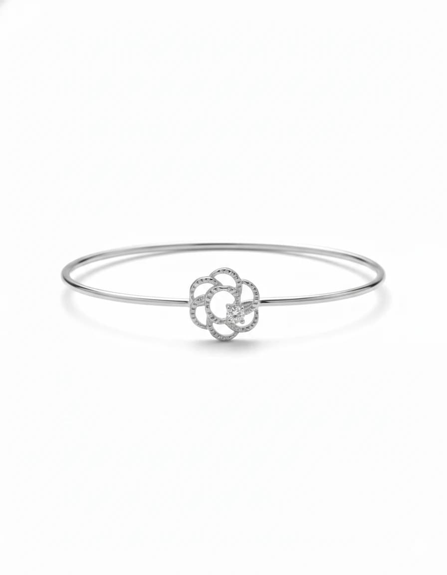 Midnight Rose Filigree Bangle – 925 Sterling Silver