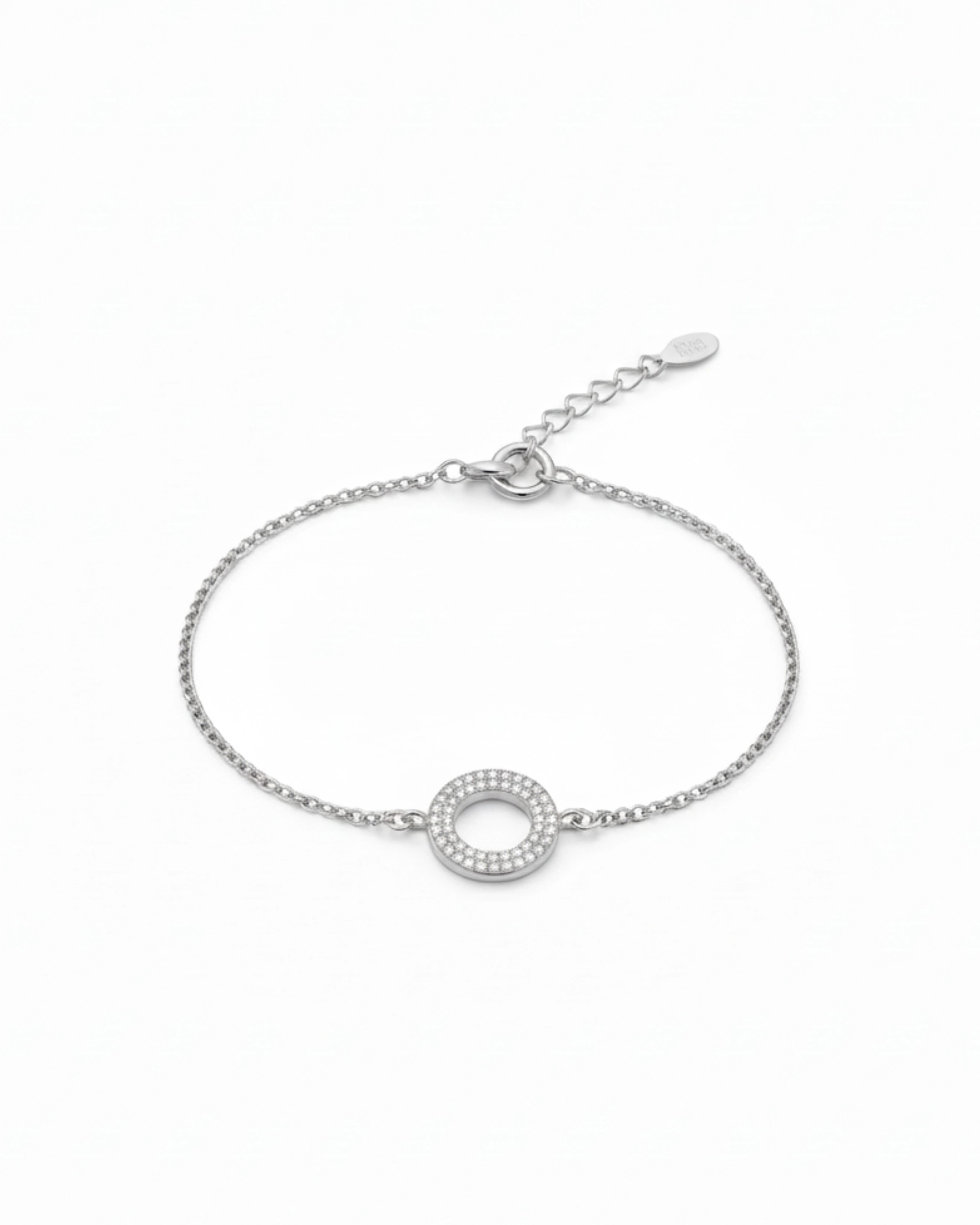 Ethereal Halo Curb Chain Bracelet – 925 Sterling Silver