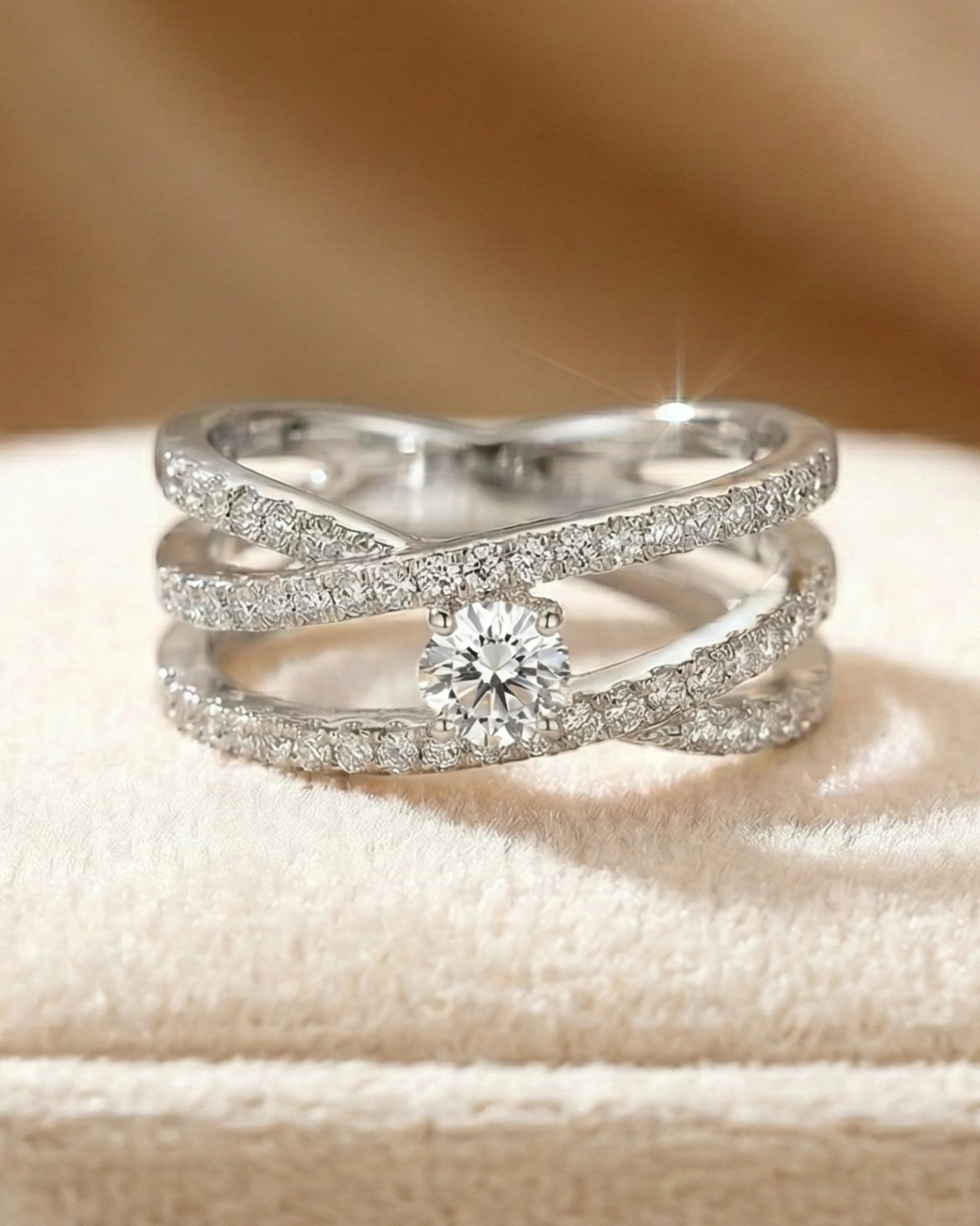 Eternal Brilliance Cross-Path Solitaire Ring – 925 Sterling Silver view 3