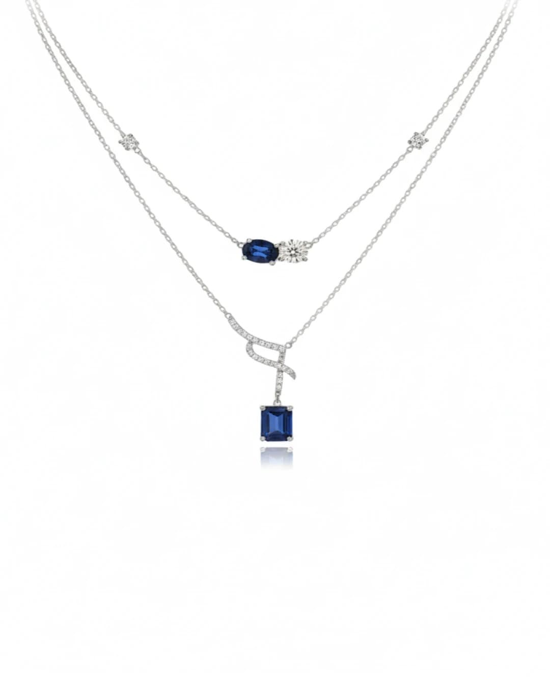 Azure Serenity Double-Layer Necklace – 925 Sterling Silver