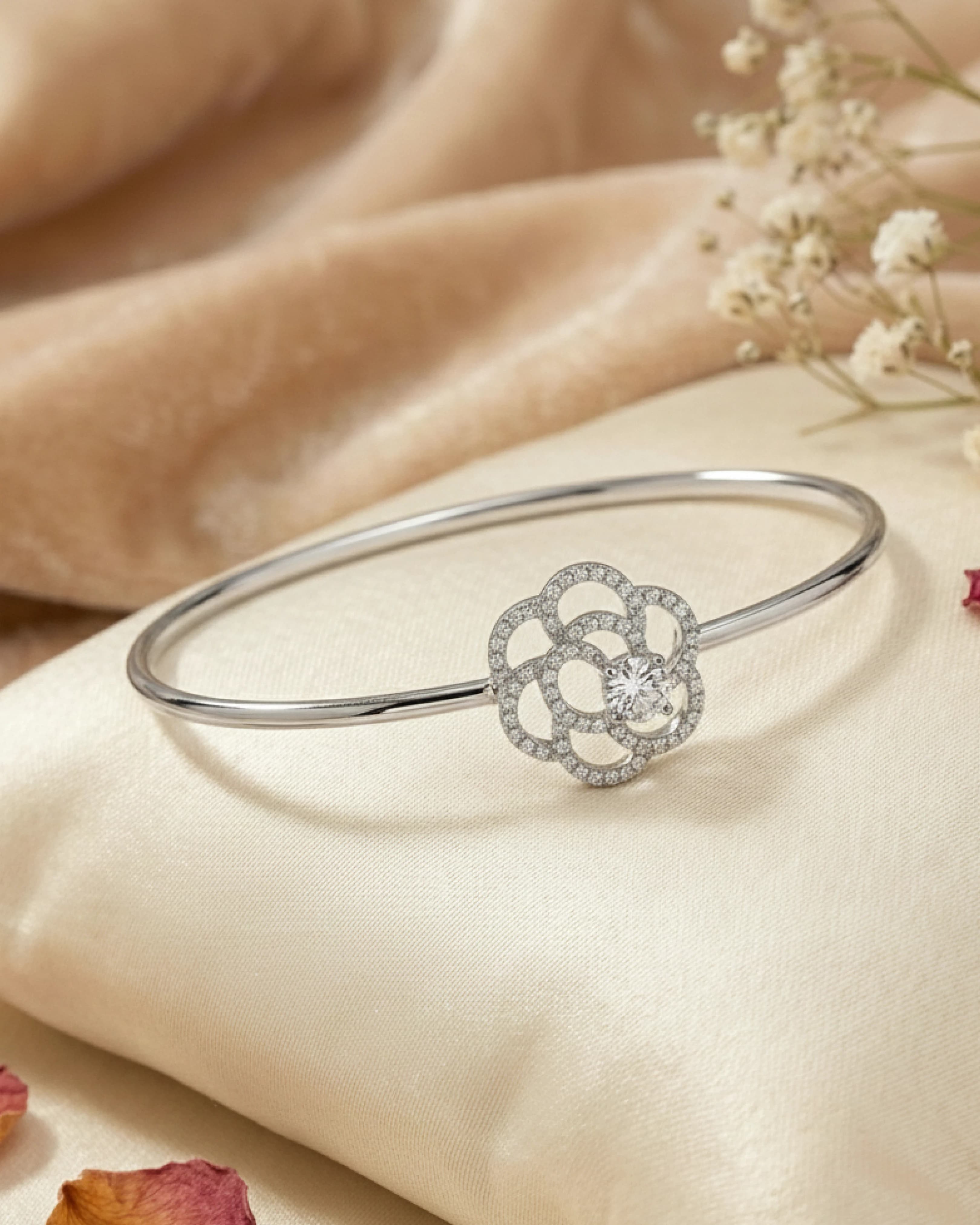 Midnight Rose Filigree Bangle – 925 Sterling Silver view 3