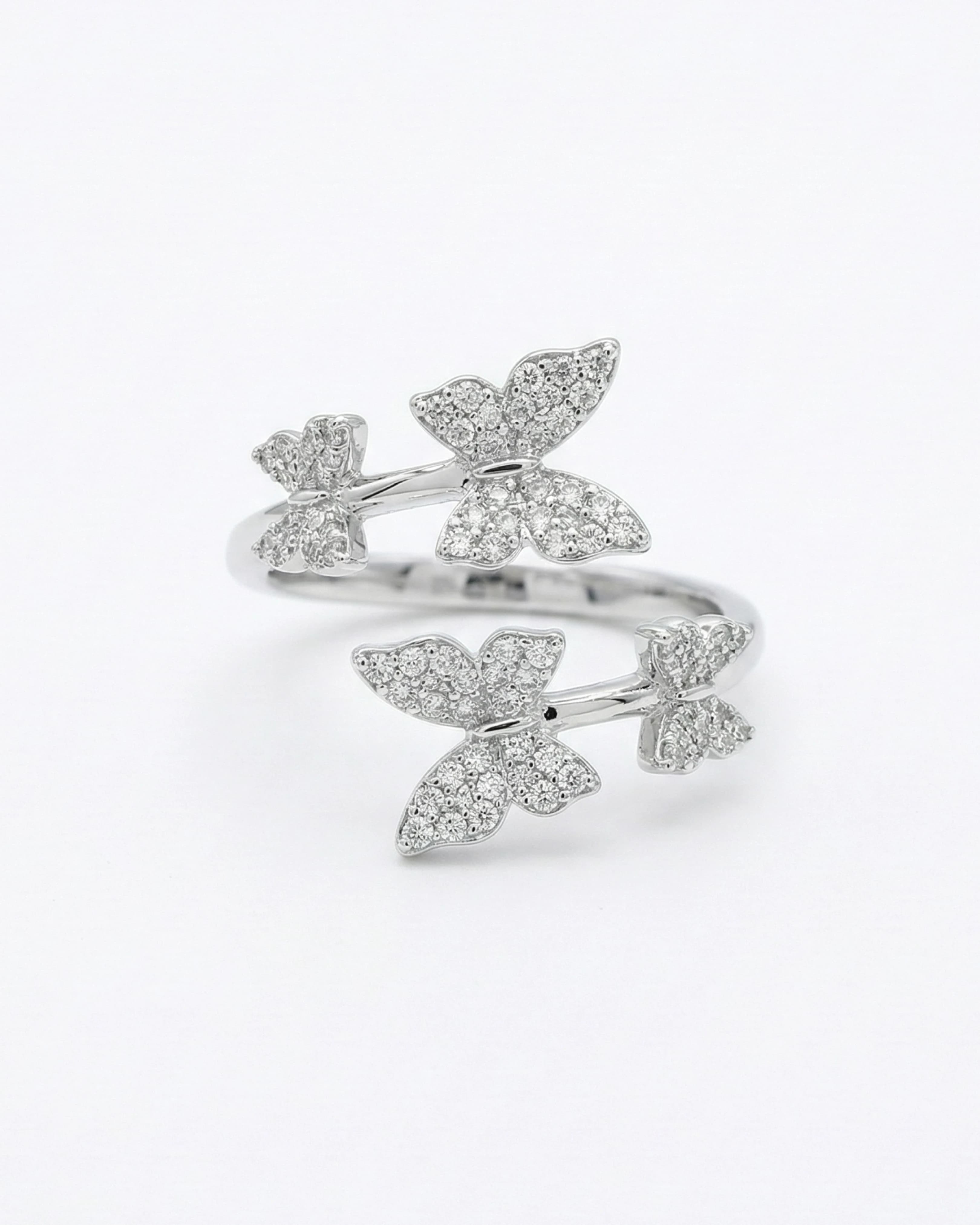 Whimsical Butterfly Meadow Wrap Ring – 925 Sterling Silver