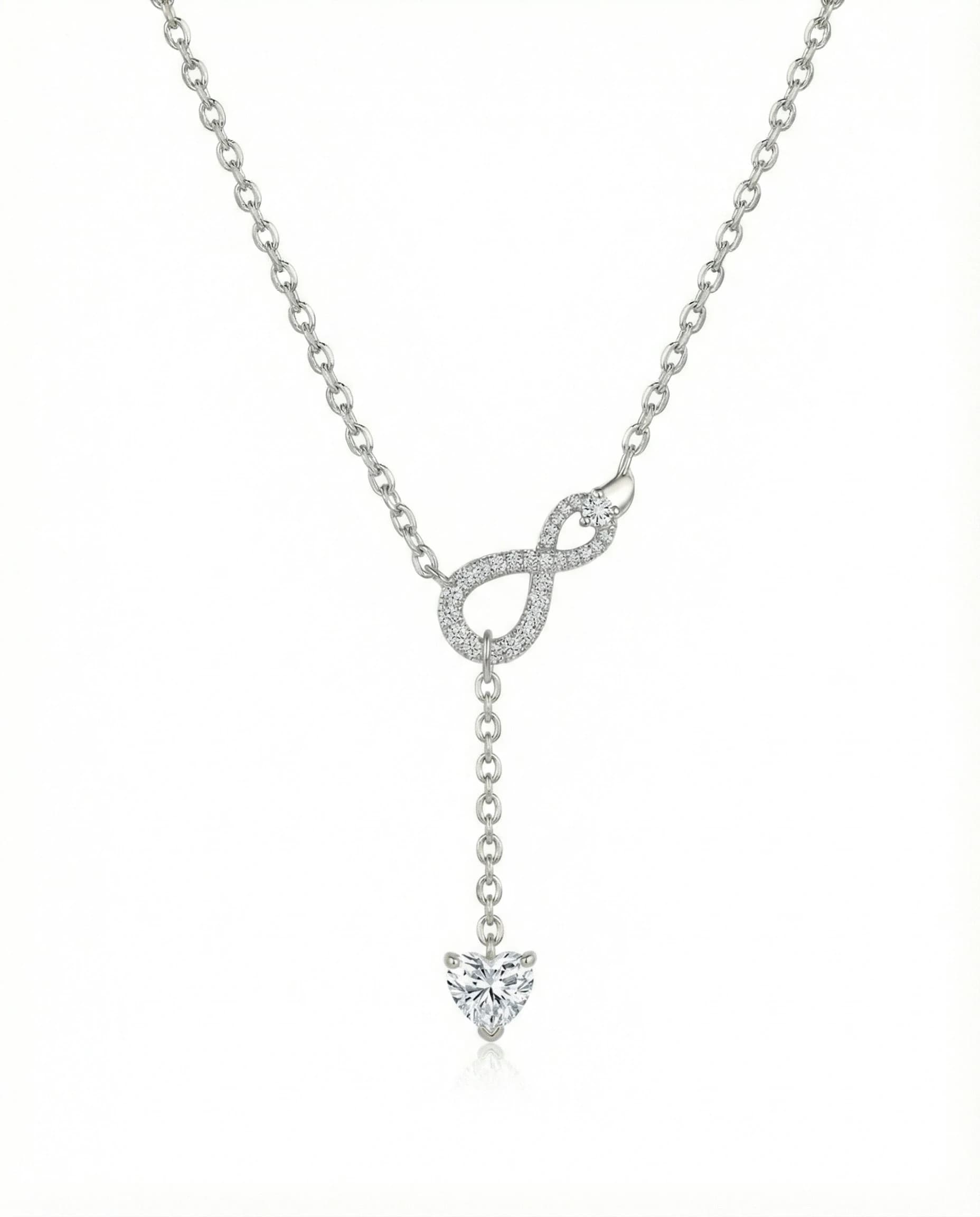 Eternal Infinity Heart Drop Necklace – 925 Sterling Silver