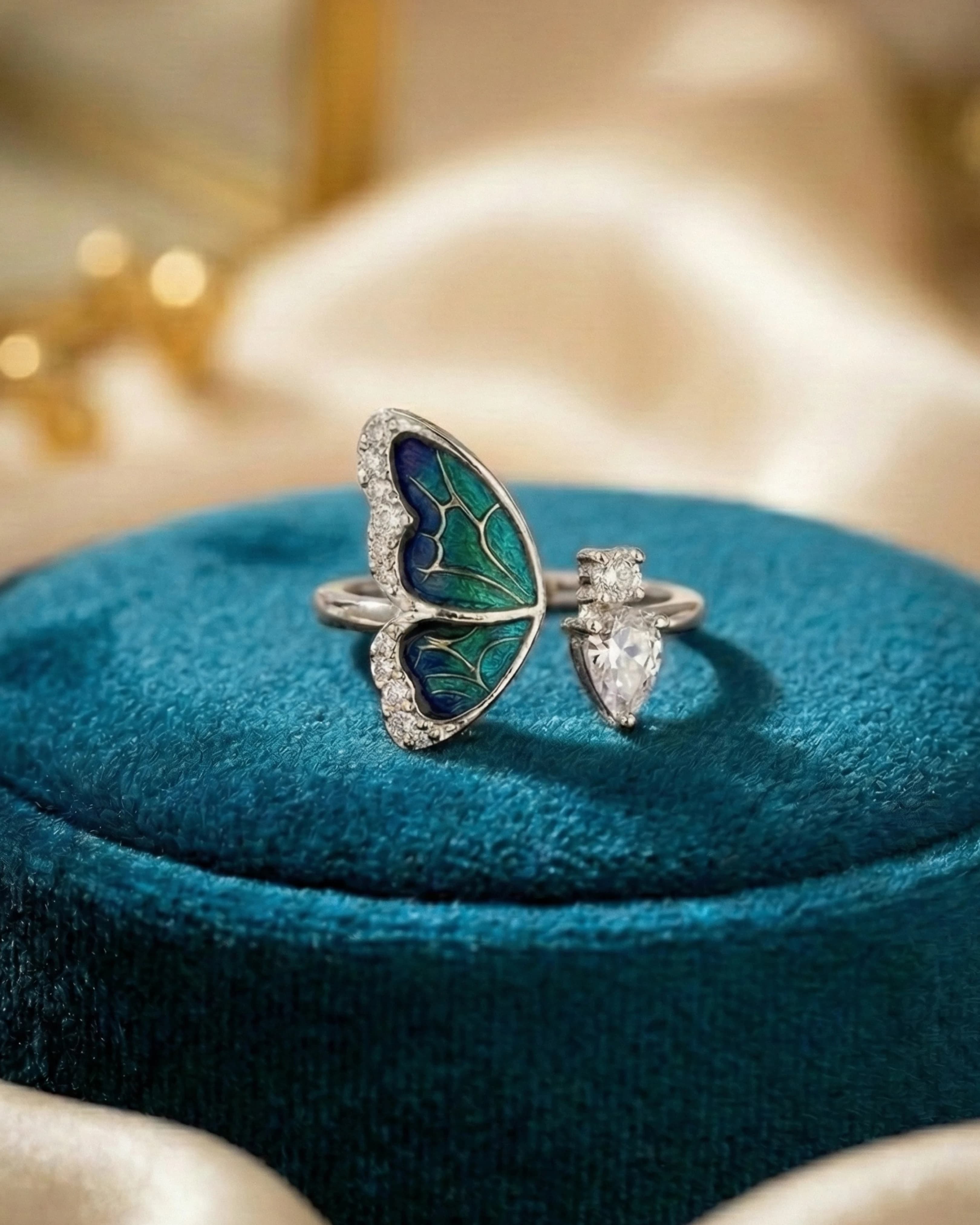 Iridescent Butterfly Dream Wrap Ring – 925 Sterling Silver view 3