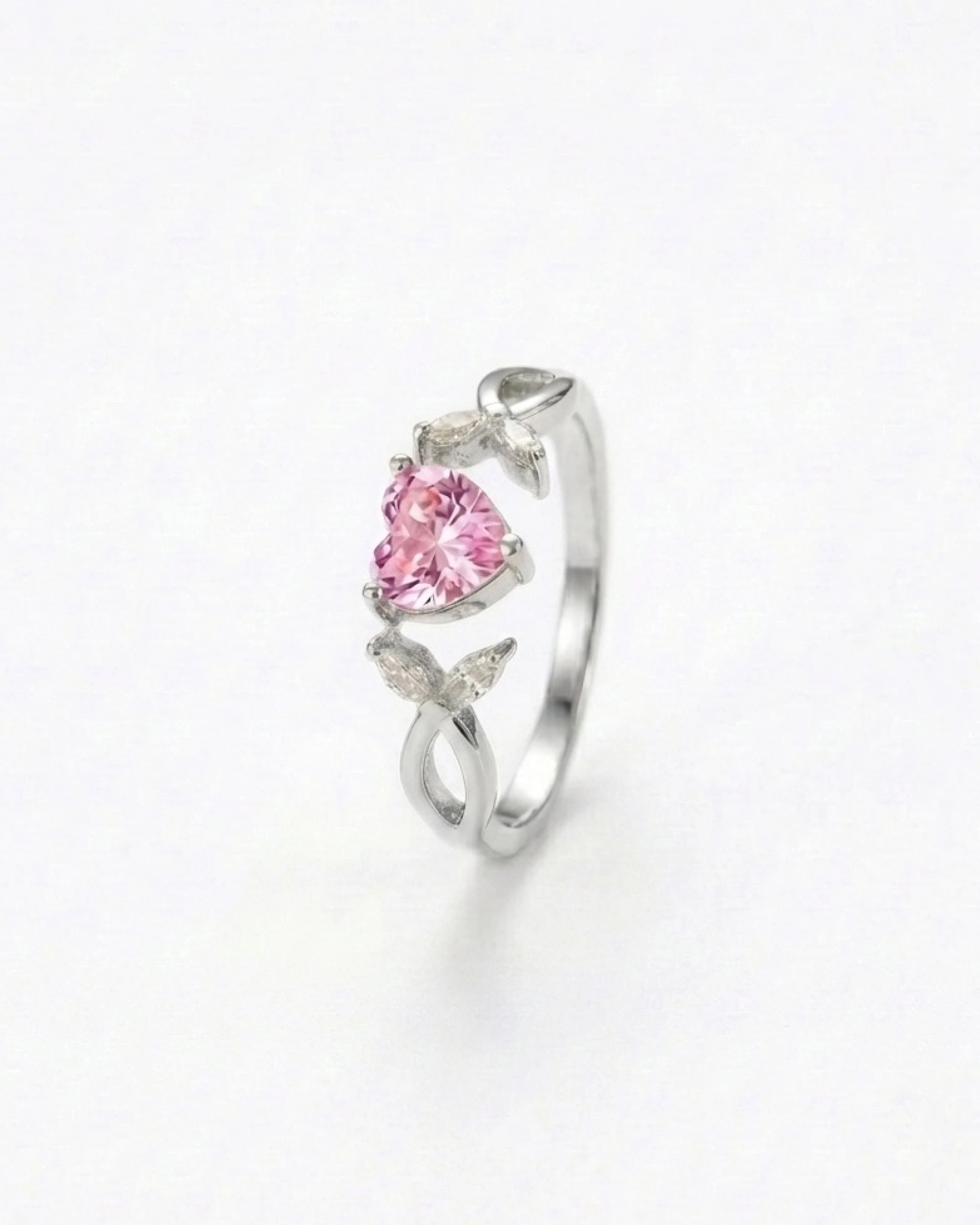 Radiant Heart Bloom Solitaire Ring – 925 Sterling Silver
