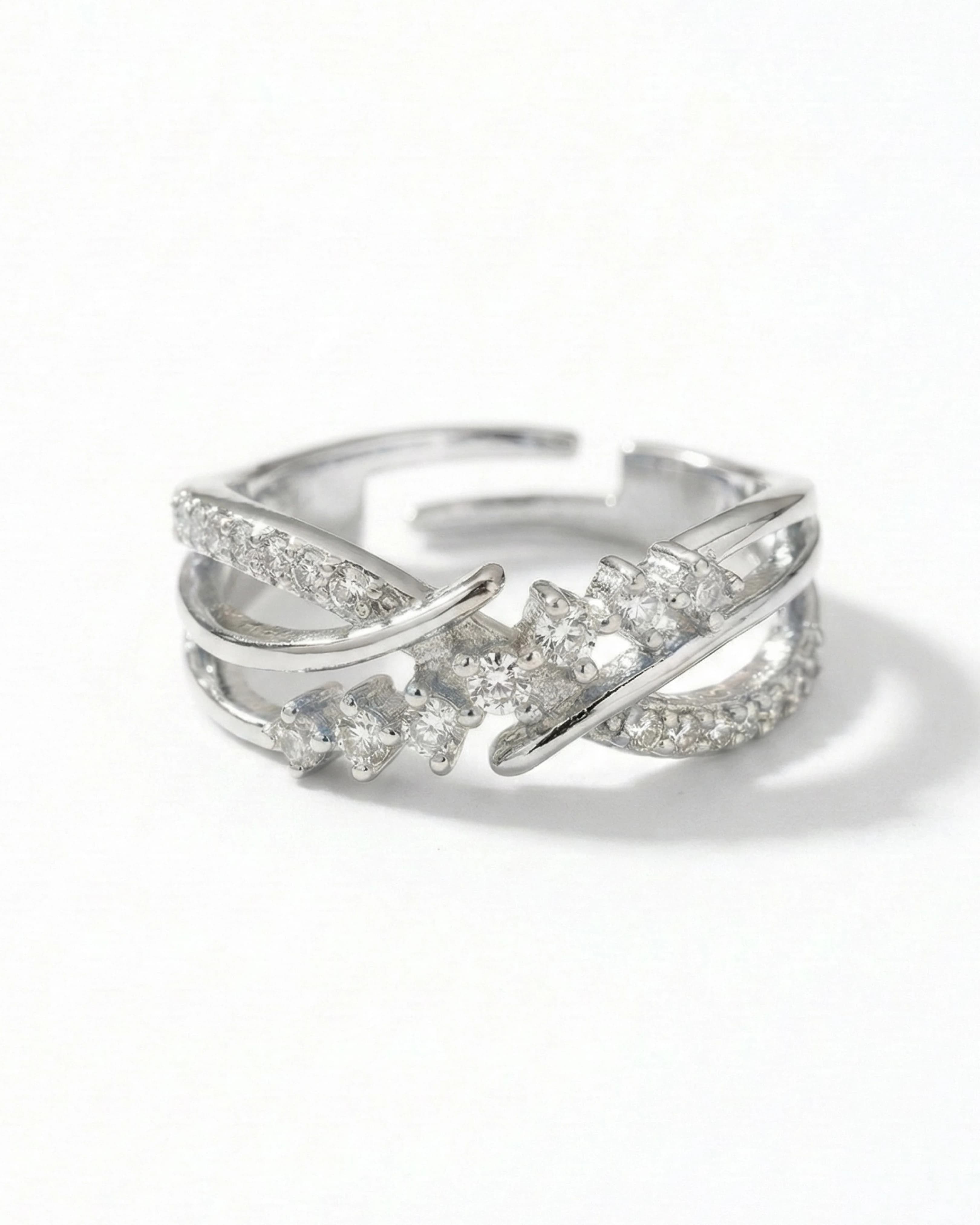 Starlight Interlace Pavé Adjustable Band – 925 Sterling Silver