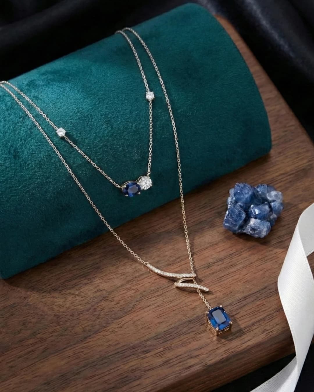 Azure Serenity Double-Layer Necklace – 925 Sterling Silver view 3